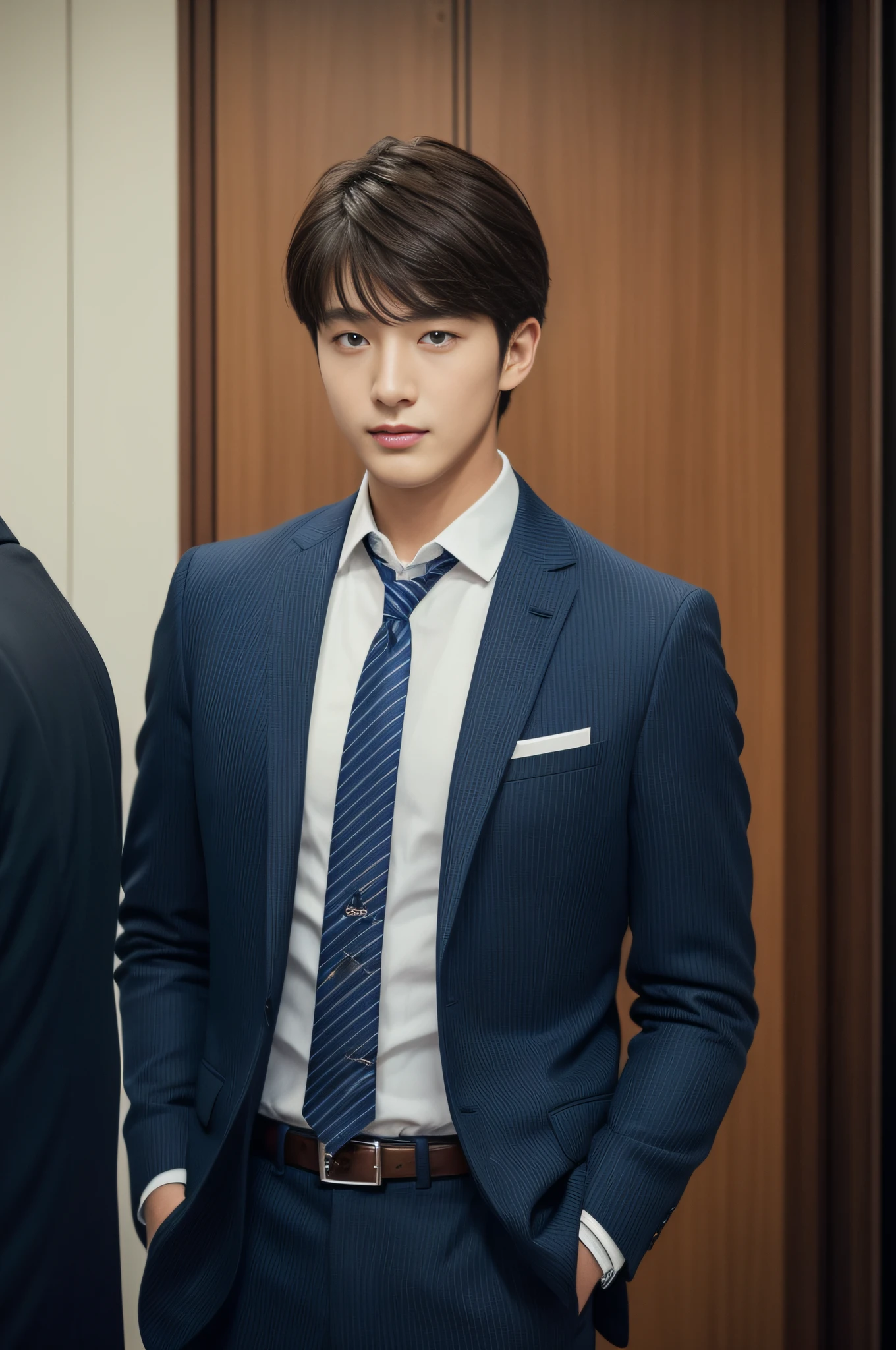 Brown suit、 20-year-old refreshingly handsome new employee、 (Super cool S-class guy in a suit)、 Japan boys at 20 years old、 businessman、 Ultra-luxury suits、 s Office、 Stand in a suitSYoung handsome man、 Full body photo、 (Highly detailed photos of CG Unity 8K)、 (A highly detailedSHandsome man in class)、 (Photo Real)、 ((top-quality))、 ultra-detailliert、 (masterpiece)、 An ultra-high picture quality、 tall、 viewer、 Gentle man、 Very beautiful hair、 Shorthair、 Bright photo、 Handsome like a model、 Handsome like an idol、 Luxury Watches、 Cool belt、 japanes