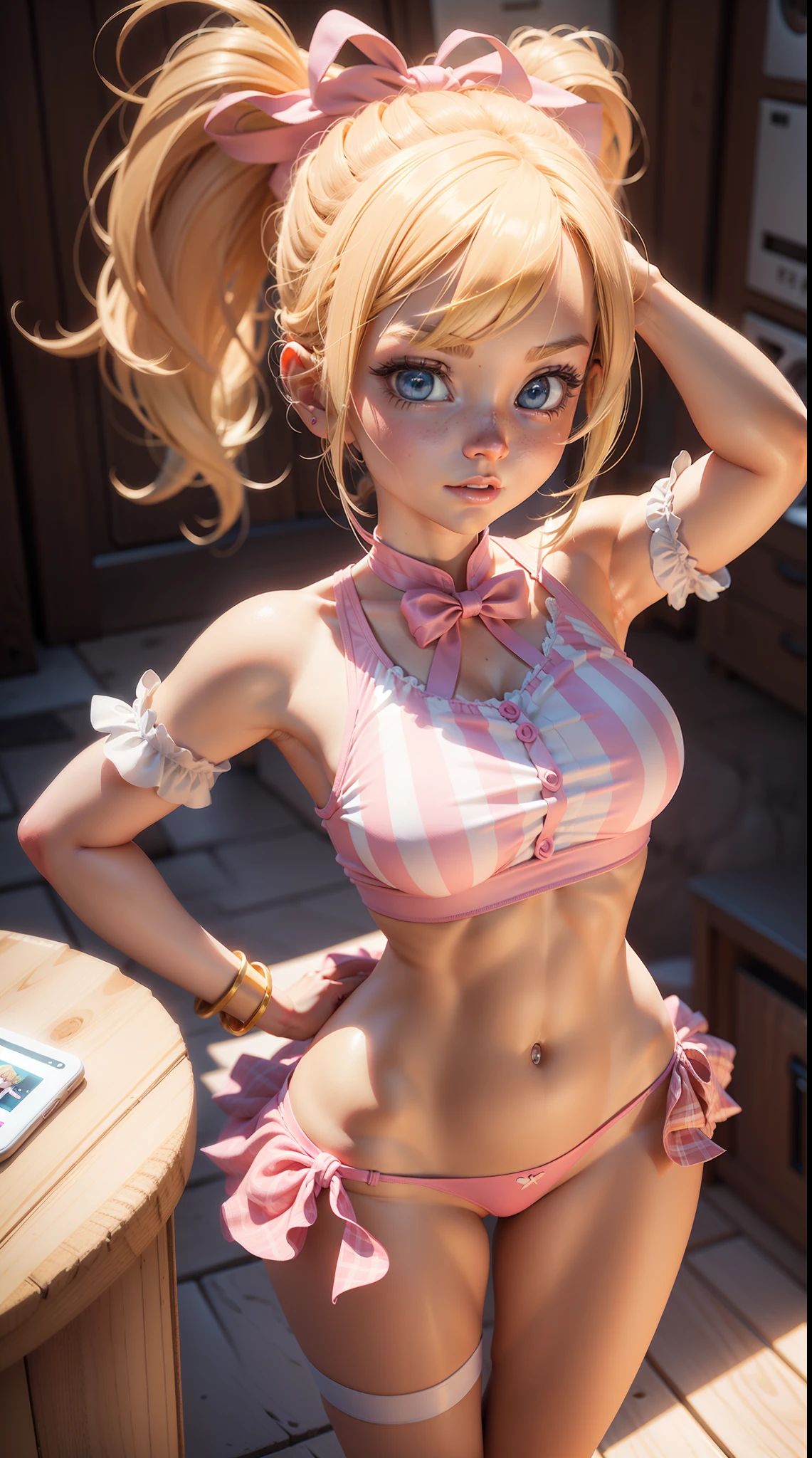 Cartoon girl with blonde hair and pink ribbon on her chest, 3D icon for mobile game, High detail of an iconic character, cute cartoon character, cute 3 d render, 3 d character art, Cartoon render Keyshot, adorable digital painting, cute character, @ ZBrush, stylized 3 d, Cartoon character, 3D персонаж, 3D-персонаж