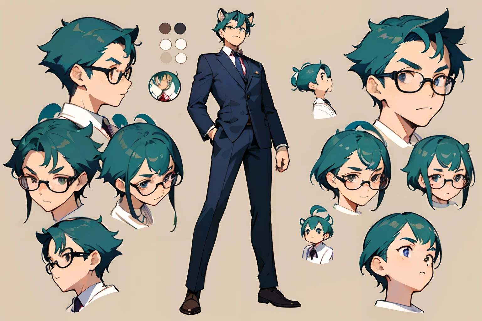 A close up of a person in a suit and glasses - SeaArt AI
