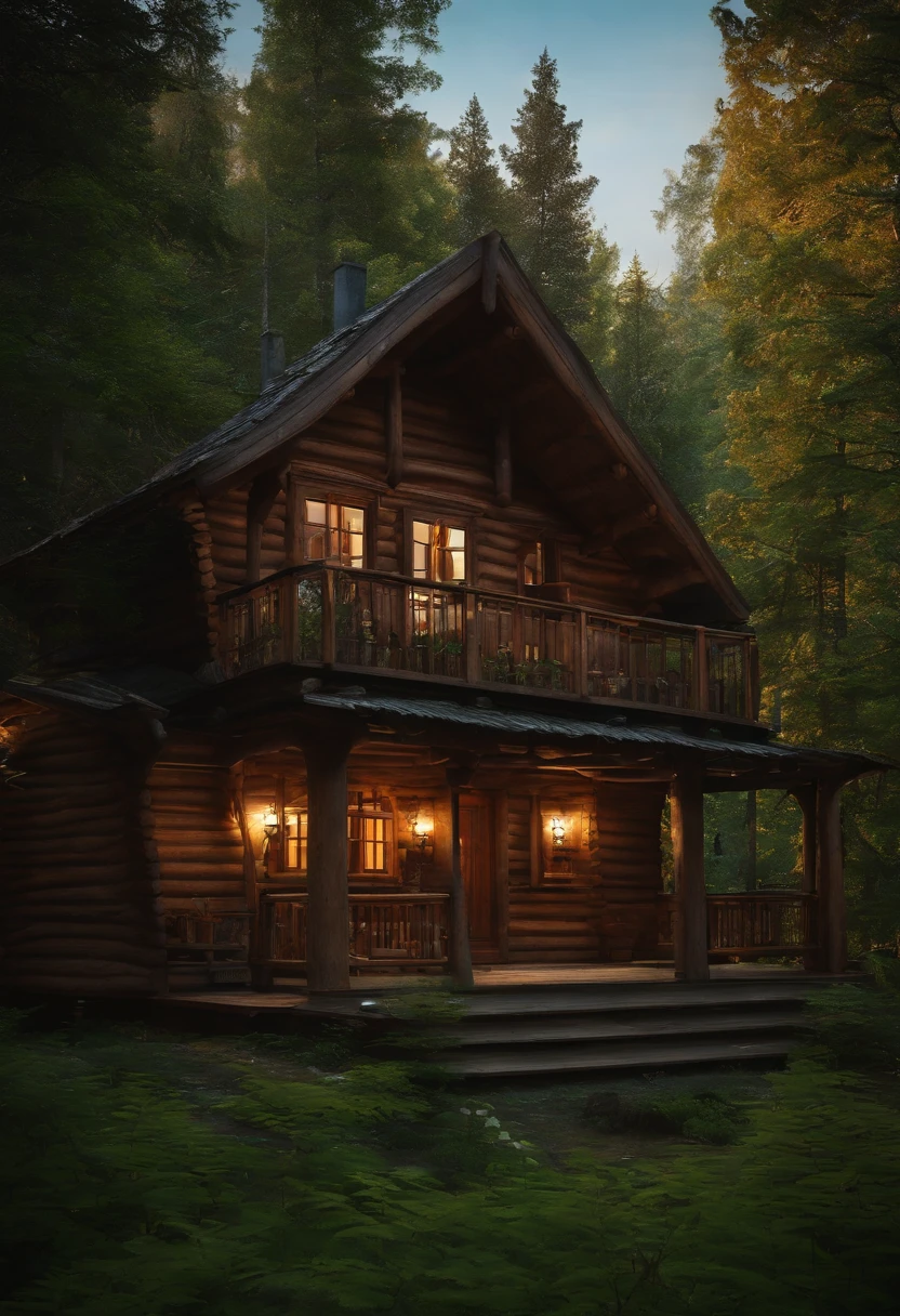Wooden house in the forest. Etrafta kurt, ceylan.
