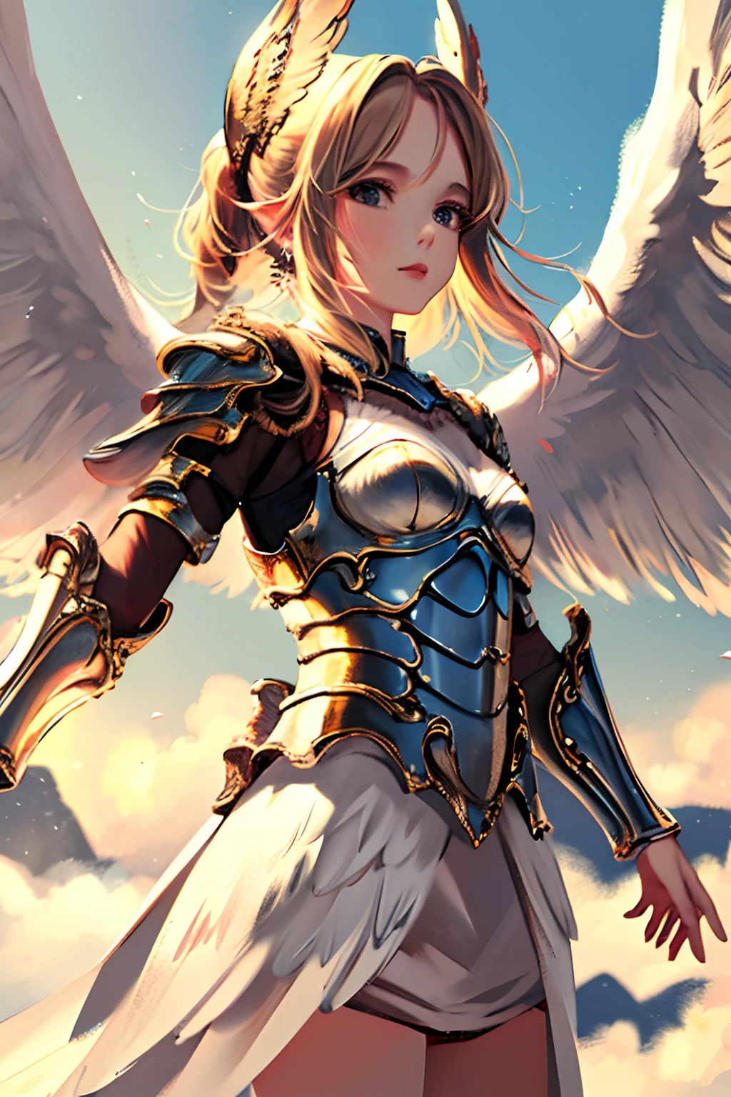 1 girl，wings，the angel's wings，armor