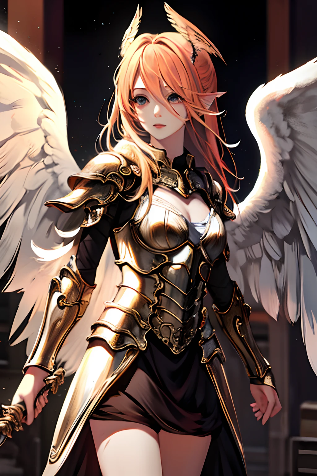 1 girl，wings，the angel's wings，armor