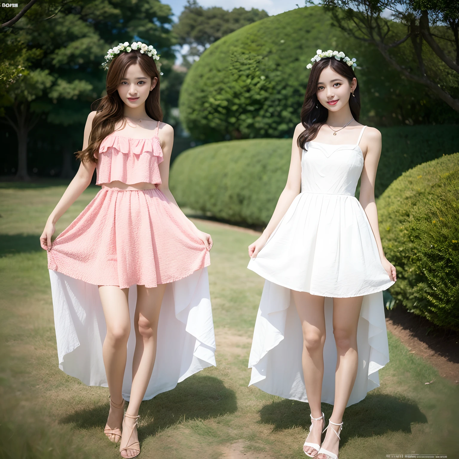 top-quality、masterpiece、超A high resolution、(Photorealsitic:1.4)、2girls、twinsies、full body Esbian