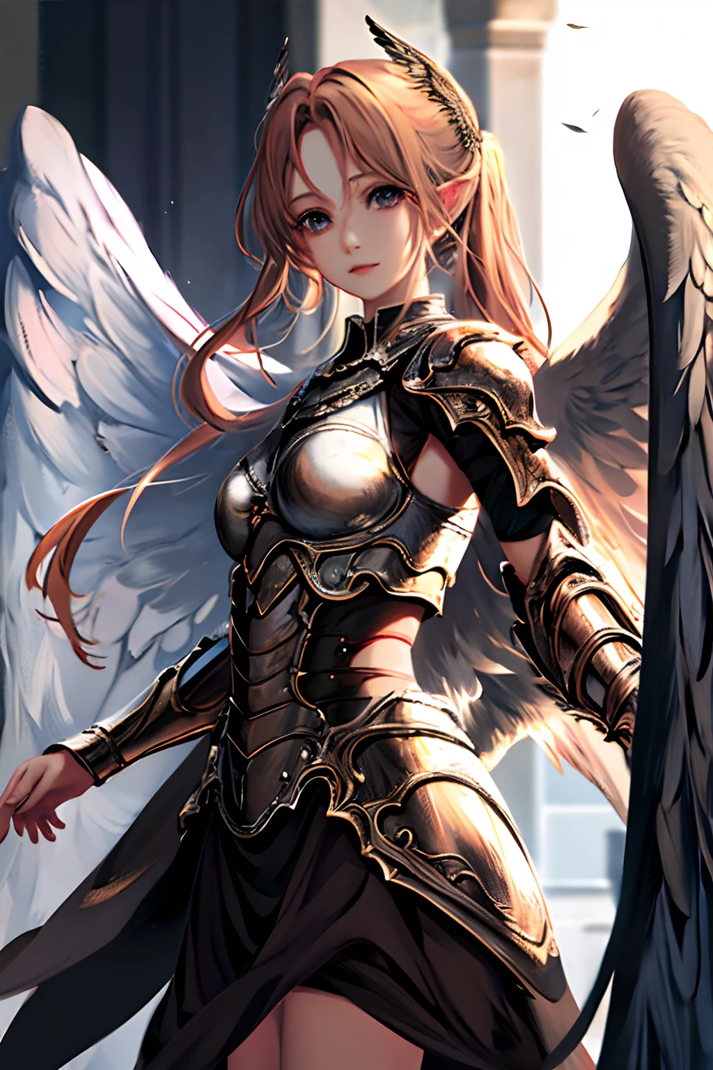 1 girl，wings，the angel's wings，armor