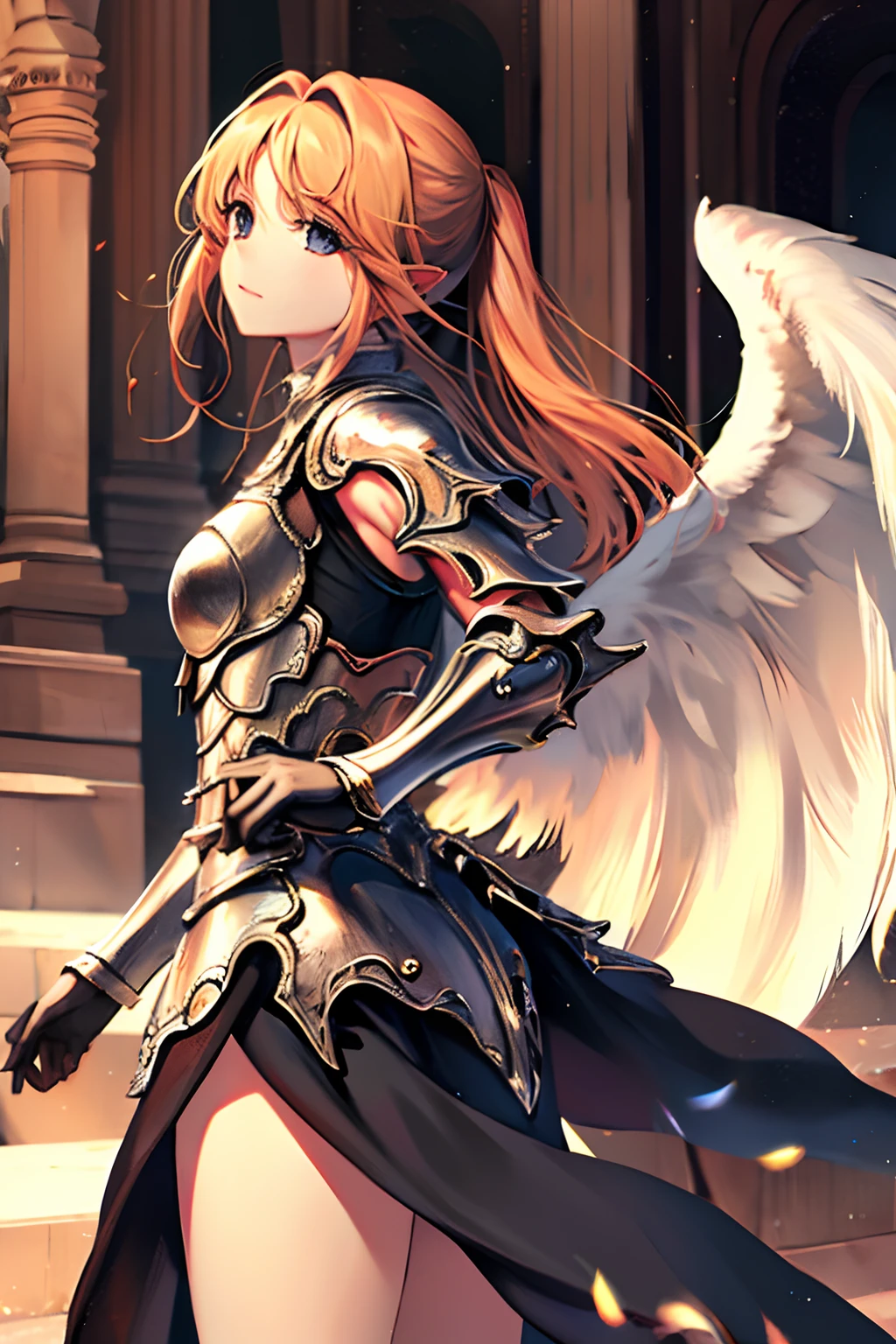 1 girl，wings，the angel's wings，armor