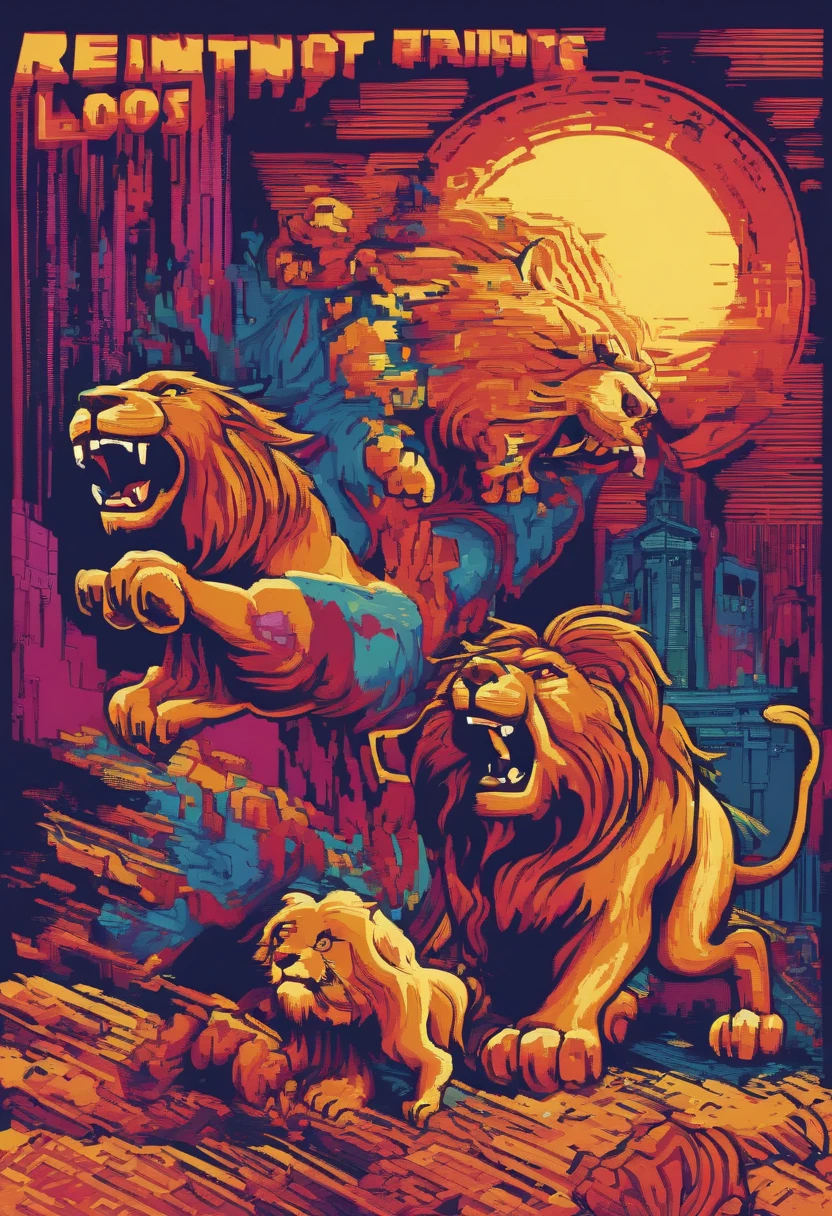 Fleeing lions