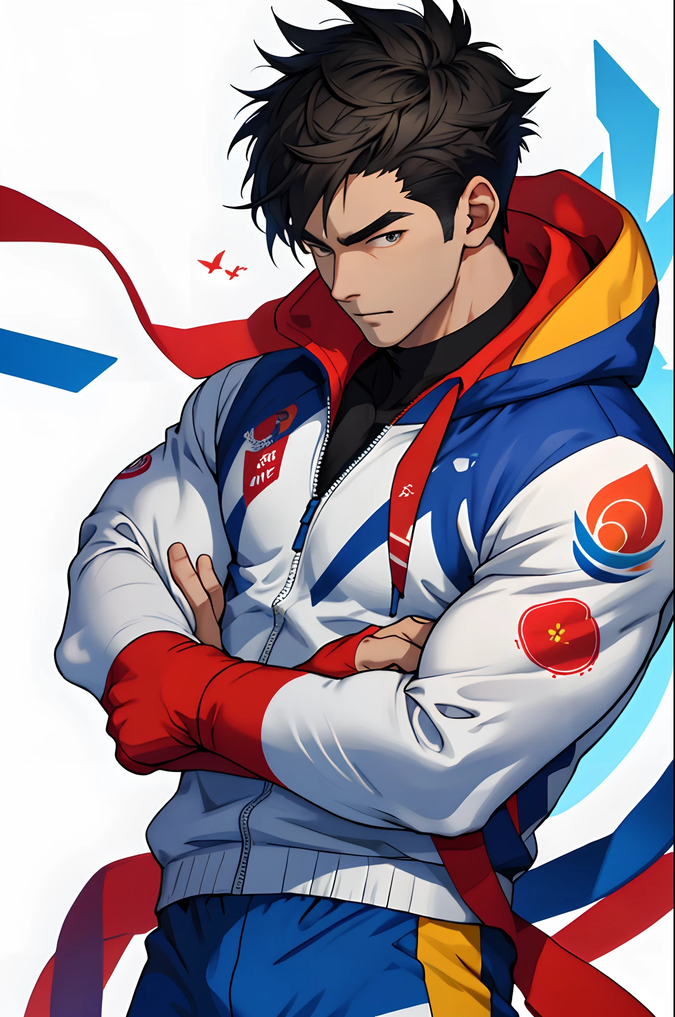 Asian Games,1boys,athlete,detailedbackground,Masterpiece,Best quality,offcial art,Reasonable body,Handsome pose