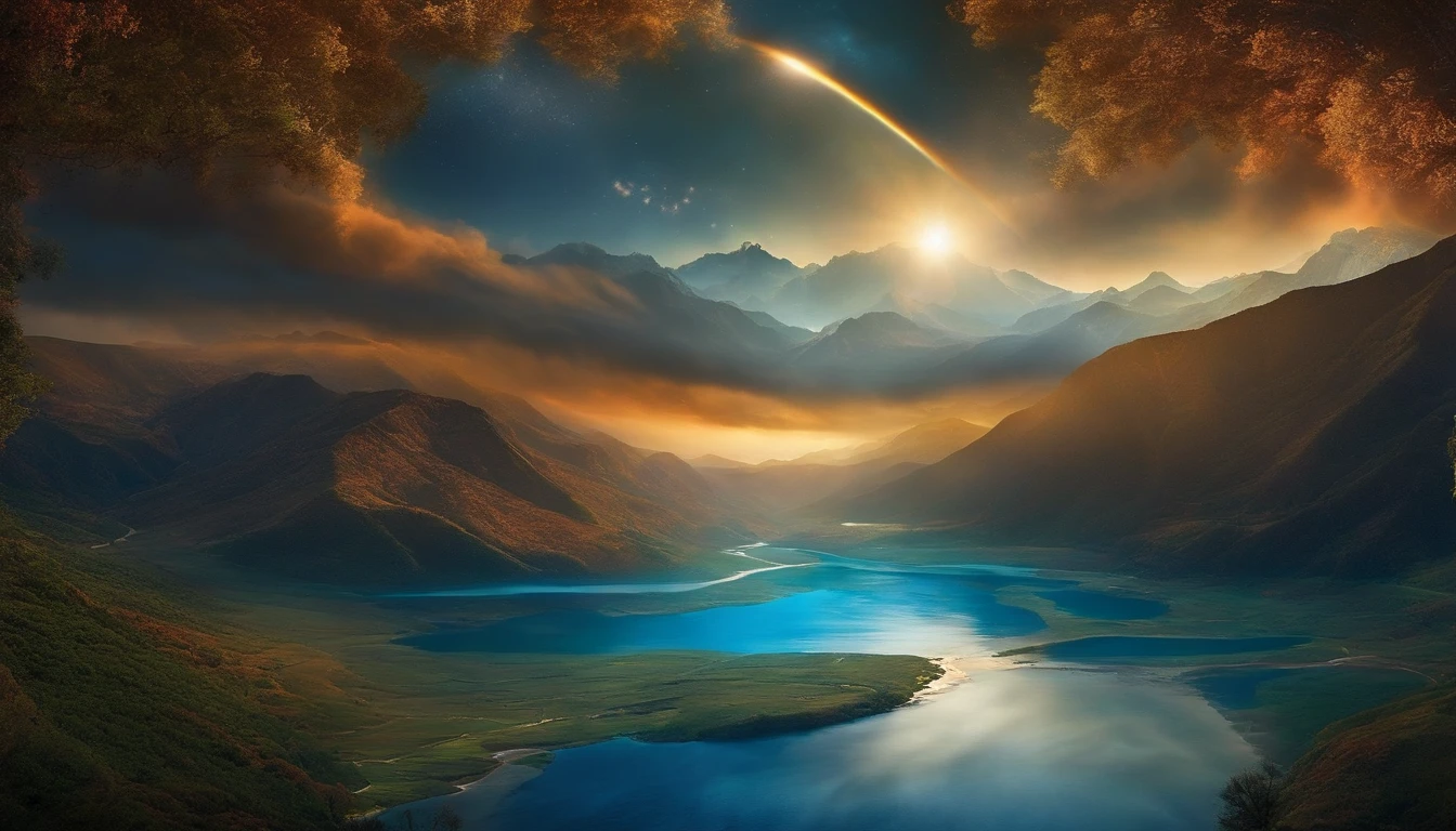 An image of the dividing of the waters, with the firmament being formed in the middle