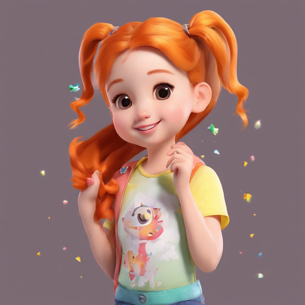 There is one with a ponytail,Little girl with orange hair, lovely digital painting, adorable digital art, Cute detailed digital art, Realistic cute girl painting, Cute cartoon character, Kawaii realistic portrait, Cute cartoon, Young and cute face, cute portrait, Cartoon Cute, digital cartoon painting art, cute kawaii girls, cute character, portrait cute-fine-face, adorable expression,(head portrait,sportrait)