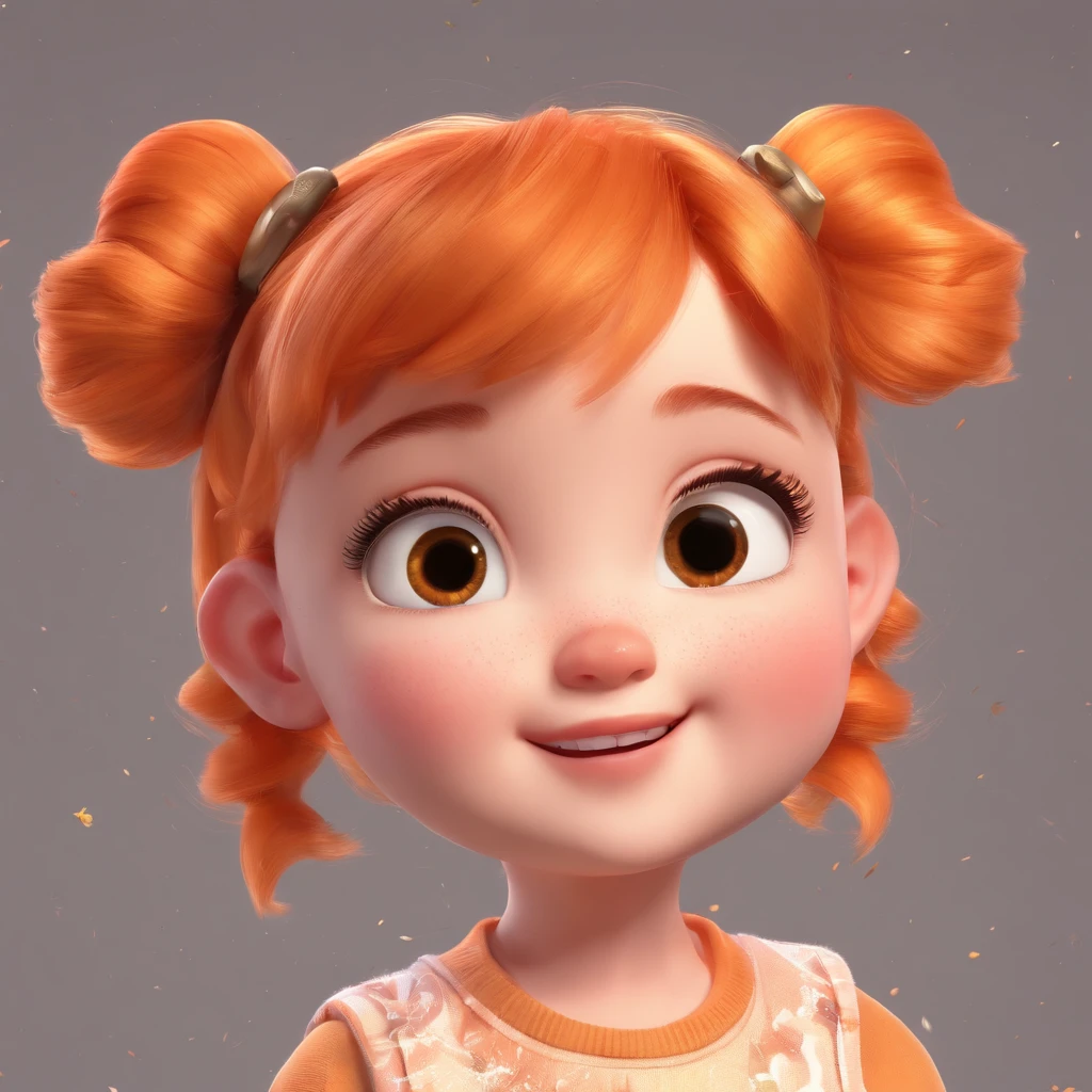 There is one with a ponytail, girl with orange hair, lovely digital painting, adorable digital art, Cute detailed digital art, Realistic cute girl painting, Cute cartoon character, Kawaii realistic portrait, Cute cartoon, Young and cute face, cute portrait, Cartoon Cute, digital cartoon painting art, cute kawaii girls, cute character, portrait cute-fine-face, adorable expression,(head portrait,sportrait),Cartoon image of big head and small body,