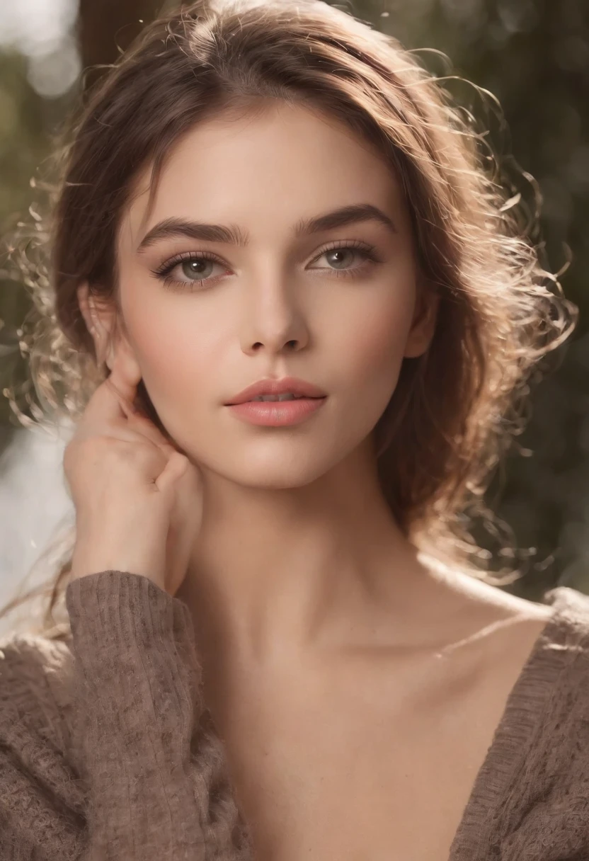 iluminada e com um fundo desfocado. Create a high-resolution photo (4K ou 8K) de uma jovem mulher de 21 anos completamente nua((Despida))Estilo Atriz )). Ela tem olhos verdes detalhados, a beautiful mouth with thick lips. its height is 1,70m e ela pesa 70 quilos, possessing a thin waist and a medium hip, corpo inteiro, sozinho, completamente nua, corpo despido (noite), montanhas, natureza da vida real, estrelas, ......................lua, (Alegre, Feliz), Saco de dormir, Luvas, sweater, lanterna, em Casa, madeira, smoke billowing, mistborn, clear sky, analogue style. A imagem deve ser extremamente realista, with precise details and perfect lighting. Certifique-se de que o fundo esteja desfocado, destacando ainda mais a beleza da modelo. A fotografia deve ter todos detalhes faciais e corporais em todas obras, Generate code so that the image becomes unique