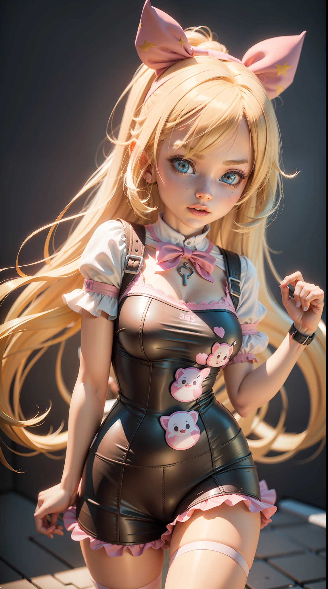 Cartoon girl with blonde hair and pink ribbon on her chest, 3D icon for mobile game, High detail of an iconic character, cute cartoon character, cute 3 d render, 3 d character art, Cartoon render Keyshot, adorable digital painting, cute character, @ ZBrush, stylized 3 d, Cartoon character, 3D персонаж, 3D-персонаж