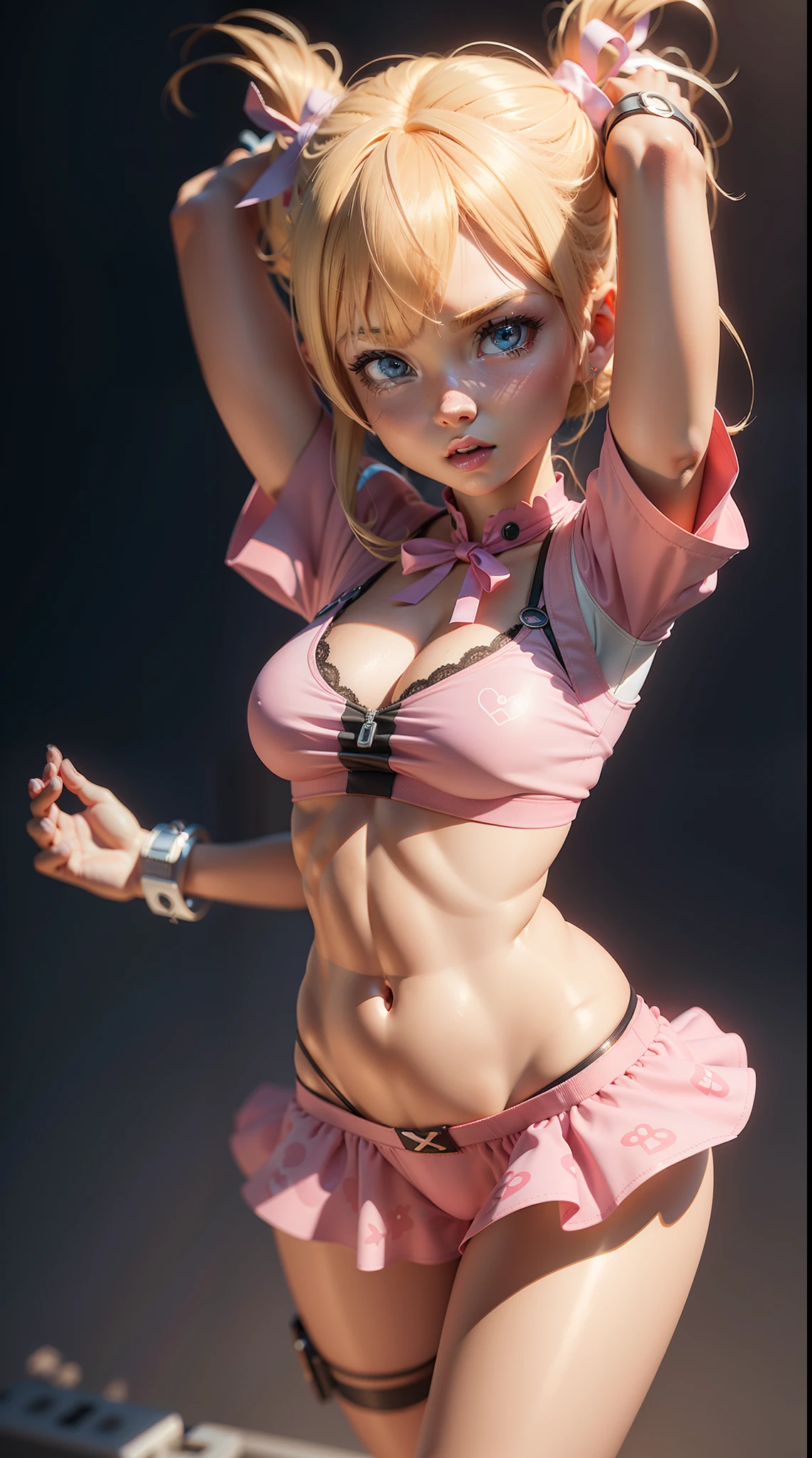 Cartoon girl with blonde hair and pink ribbon on her chest, 3D icon for mobile game, High detail of an iconic character, cute cartoon character, cute 3 d render, 3 d character art, Cartoon render Keyshot, adorable digital painting, cute character, @ ZBrush, stylized 3 d, Cartoon character, 3D персонаж, 3D-персонаж
