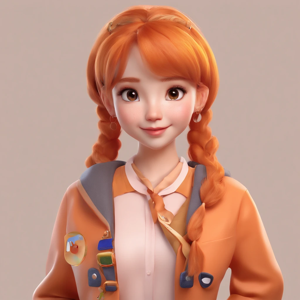 There is one with a ponytail，Little girl with orange hair, lovely digital painting, adorable digital art, Cute detailed digital art, Realistic cute girl painting, Cute cartoon character, Kawaii realistic portrait, Cute cartoon, Young and cute face, cute portrait, Cartoon Cute, digital cartoon painting art, cute kawaii girls, cute character, portrait cute-fine-face, adorable expression,（head portrait,sportrait）