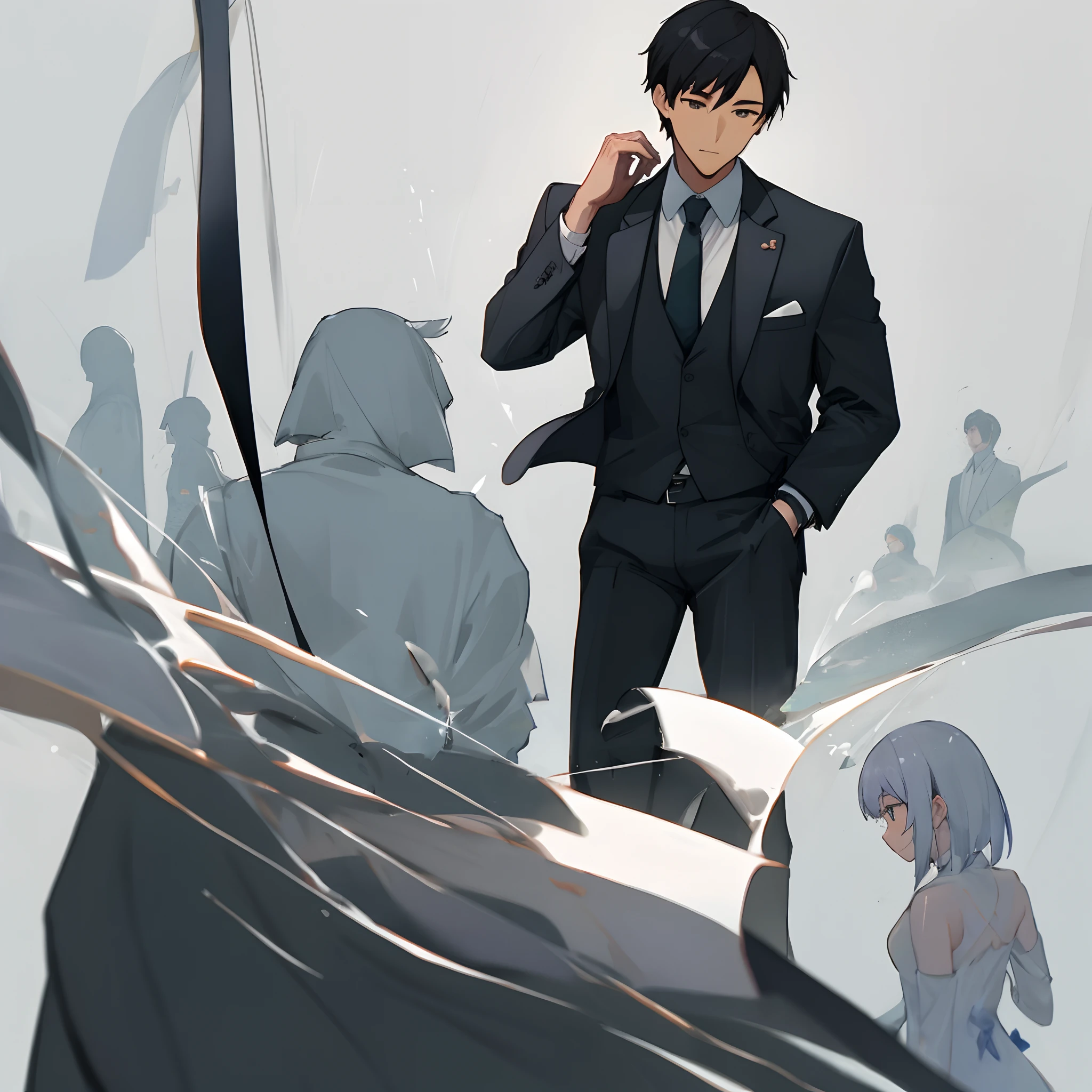 Men in suits、asian human、年轻、Know