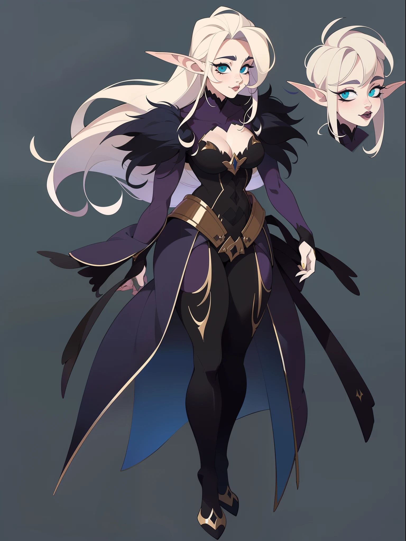 character concept adopt, female elf, (albinism),  (((gothic))), fullbody