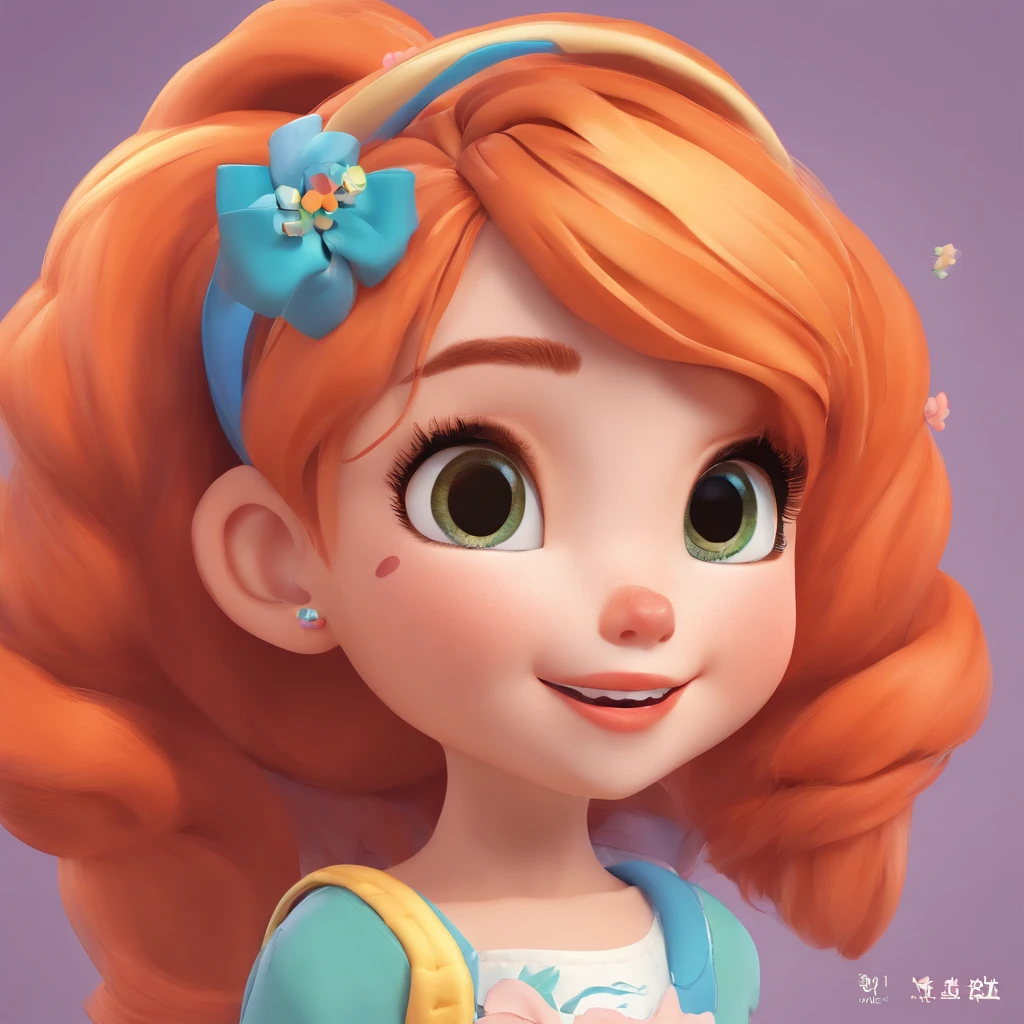 There is one with a ponytail， girl with orange hair, lovely digital painting, adorable digital art, Cute detailed digital art, Realistic cute girl painting, Cute cartoon character, Kawaii realistic portrait, Cute cartoon, Young and cute face, cute portrait, Cartoon Cute, digital cartoon painting art, cute kawaii girls, cute character, portrait cute-fine-face, adorable expression,（head portrait,sportrait）,Cartoon image with big head and small figure,