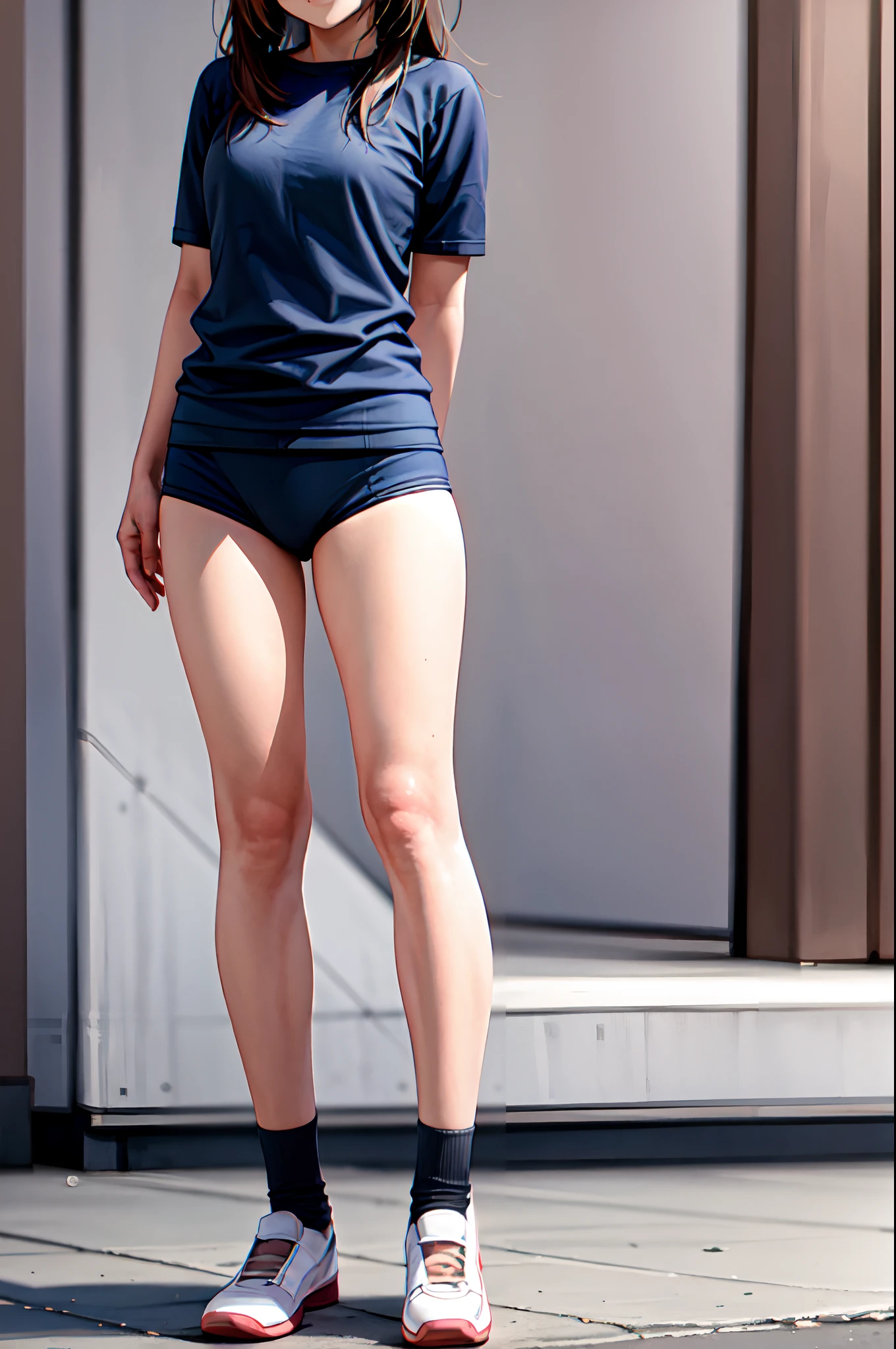 (absurdres, highres, ultra detailed, high resolution:1.1)
BREAK
1girl, solo, smile,
BREAK
(buruma:1.2), (gym uniform:1.1),
BREAK
uwabliang2, black socks,
