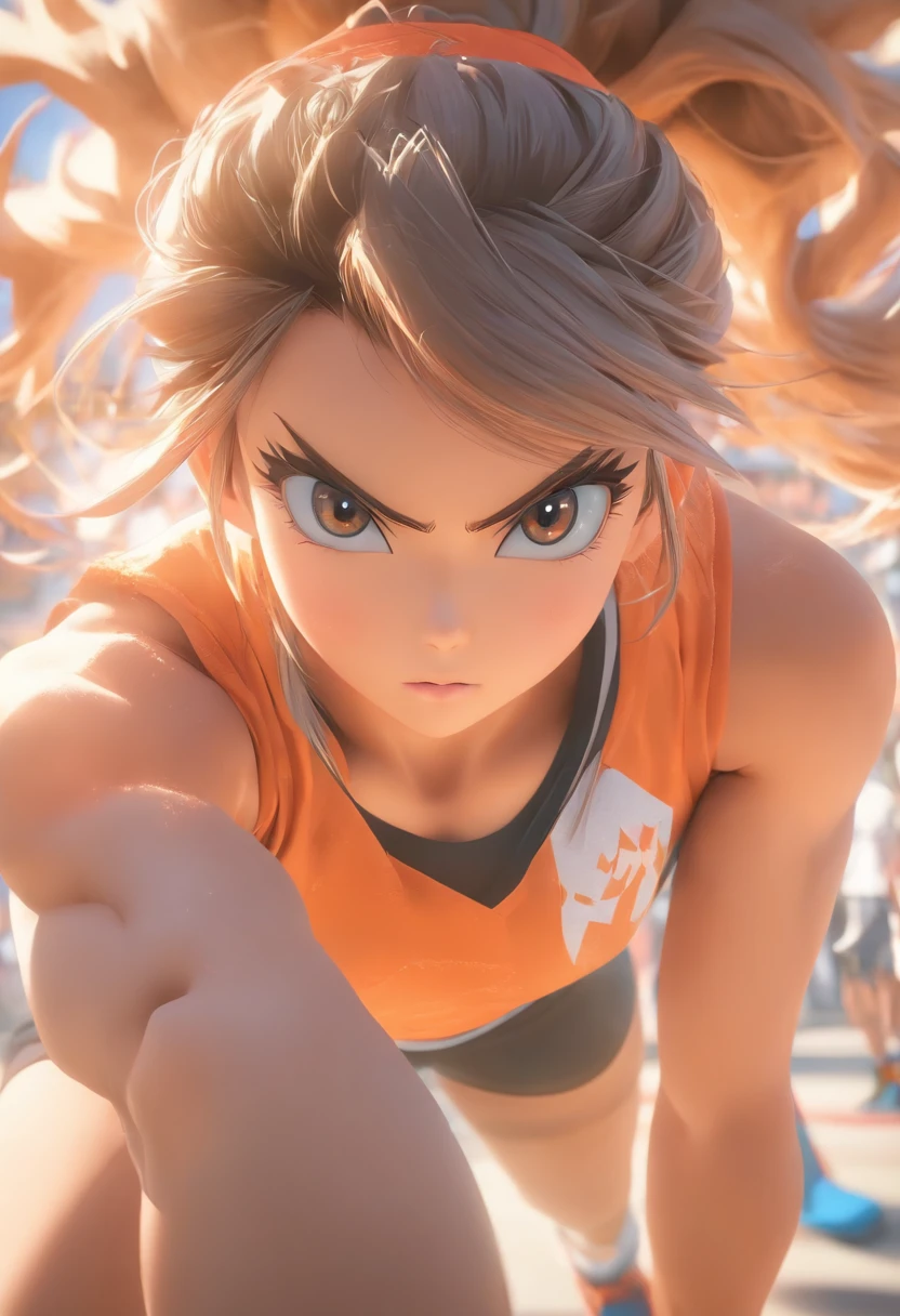 35mm humanistic lens,Sports girl,lifting weights,detailedbackground,Asian Games,True skin texture,Full body like,Smudge,Accurate facial features,dynamic blur,super-fine,ultra - detailed,high qulity,8K ,oc rendered,dynamic viewing angle,Hyper Real,Ultra photo realsisim