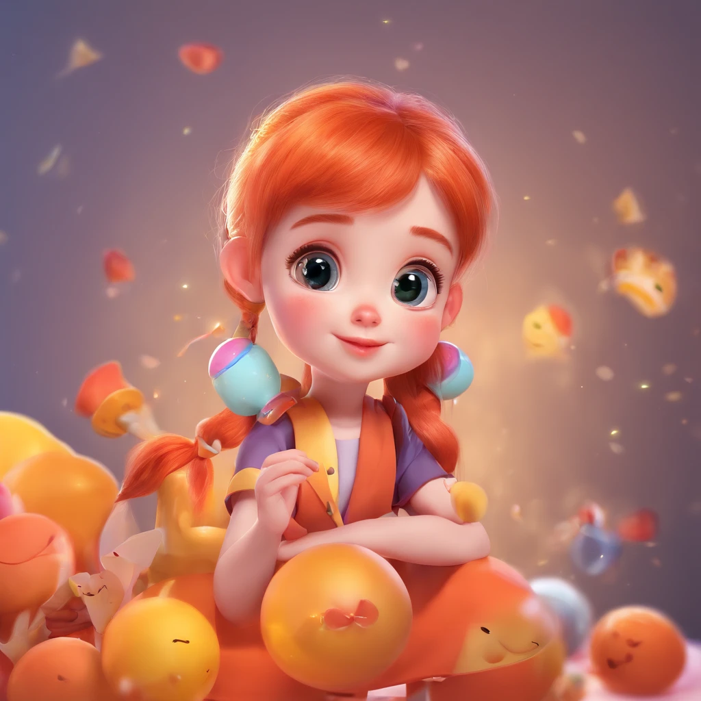 There is one with a ponytail,Little girl with orange hair, lovely digital painting, adorable digital art, Cute detailed digital art, Realistic cute girl painting, Cute cartoon character, Kawaii realistic portrait, Cute cartoon, Young and cute face, cute portrait, Cartoon Cute, digital cartoon painting art, cute kawaii girls, cute character, portrait cute-fine-face, adorable expression,(head portrait,sportrait),Cartoon image with big head and small figure,