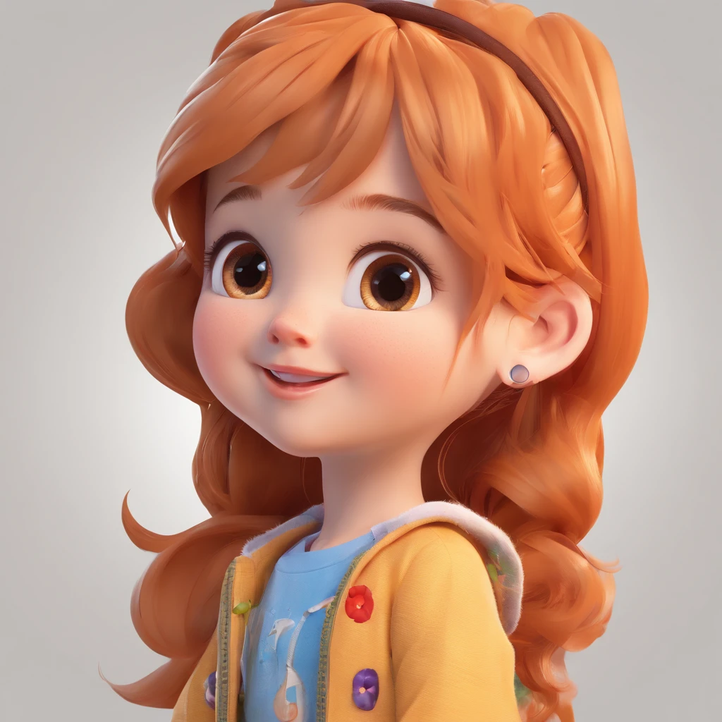 There is one with a ponytail, girl with orange hair, lovely digital painting, adorable digital art, Cute detailed digital art, Realistic cute girl painting, Cute cartoon character, Kawaii realistic portrait, Cute cartoon, Young and cute face, cute portrait, Cartoon Cute, digital cartoon painting art, cute kawaii girls, cute character, portrait cute-fine-face, adorable expression,(head portrait,sportrait),Cartoon image with big head and small figure,