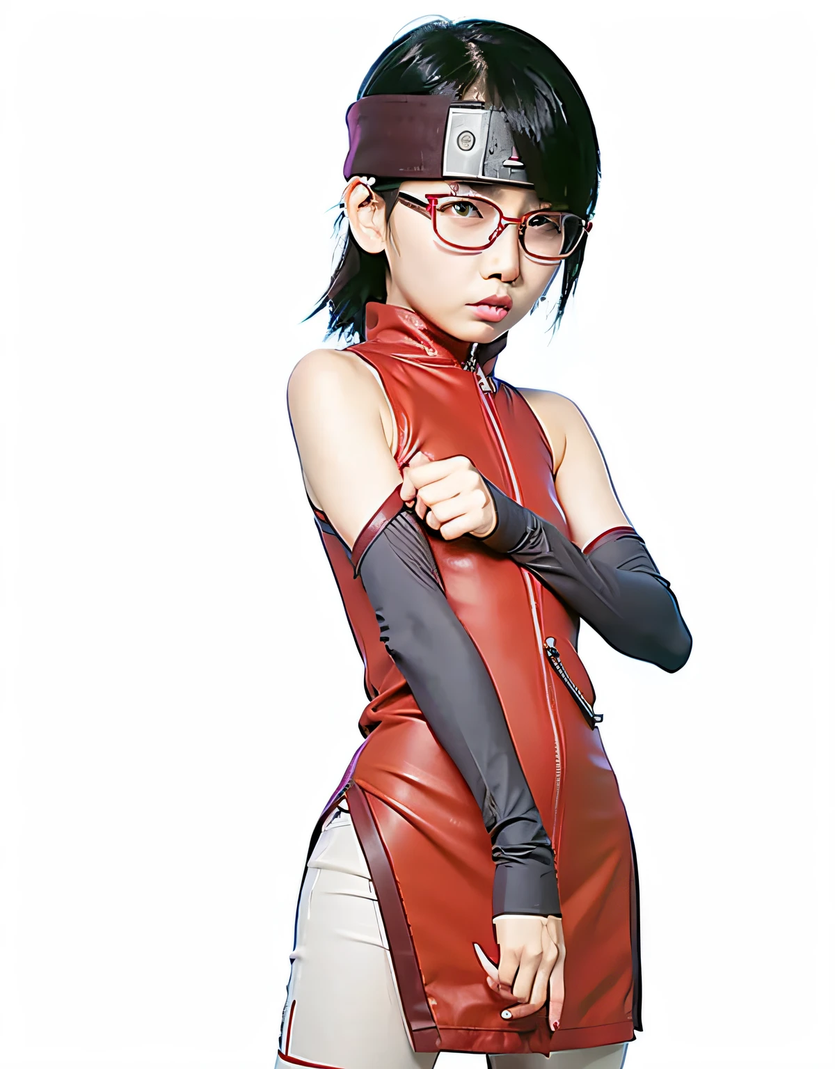 An asian woman angry wearing red sight glasses, ultra realistic, high quality, detailed face