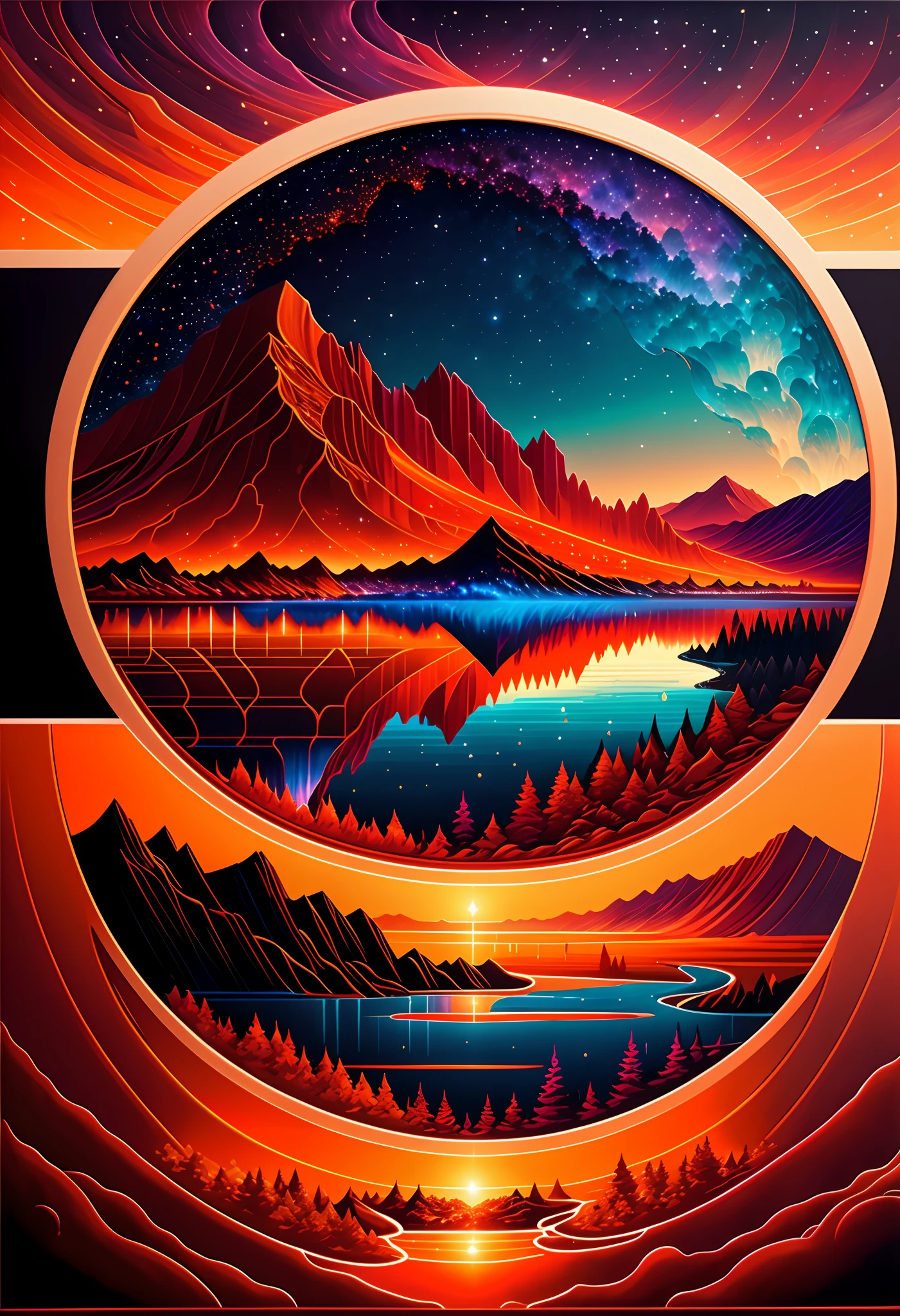 A beautiful earth filled with water and lava, intricate, masterpiece, expert, insanely detailed, 4k, composition, framing, centered, symmetry, painted, intricate, volumetric lighting, beautiful, rich deep colors masterpiece, sharp focus, ultra detailed, in the style of dan mumford and marc simonetti, astrophotography