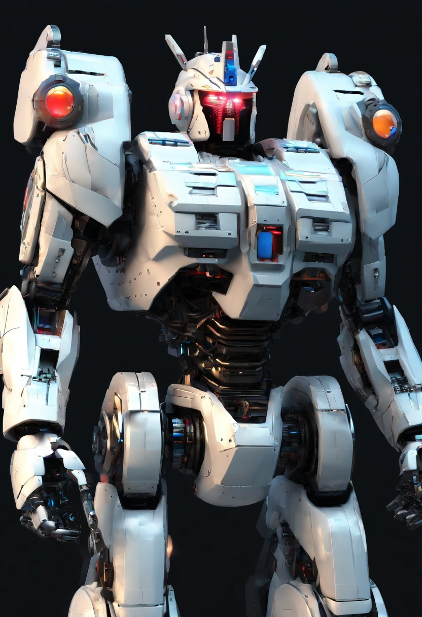 Take the glory of the king as the standard，Gundam Mech , Science fiction, Front view, sense of science and technology, C4D, OC renderer, illusory engine, High detail, industrial design, 8K HD, Studio light, Retro