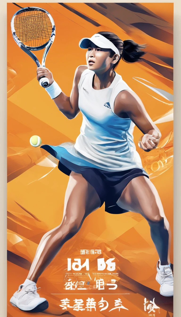 (Best quality,4K,8K,A high resolution,Masterpiece:1.2),2023 Asian Games,tennis player,(promotional poster)。