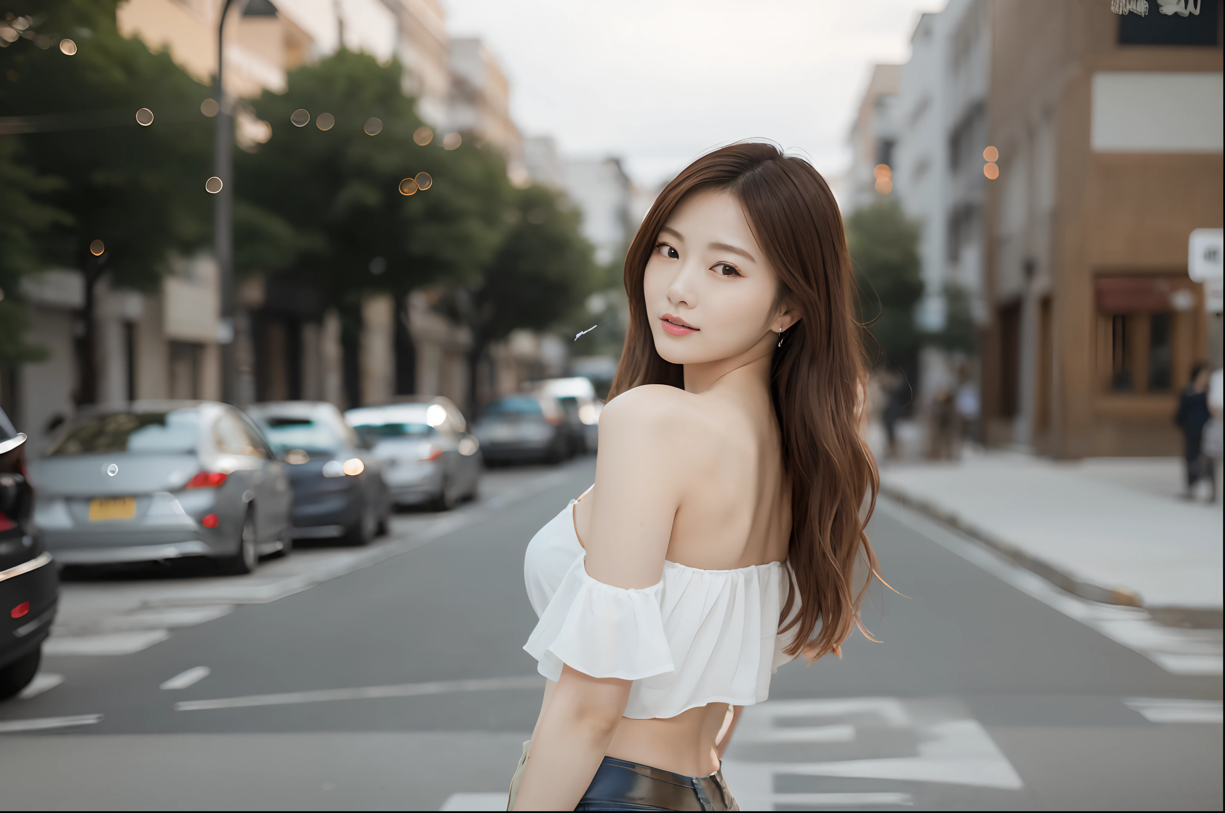 there is a woman standing on the street with a cigarette in her mouth, gorgeous young korean woman, beautiful young korean woman, beautiful south korean woman, korean girl, korean woman, beautiful asian girl, beautiful asian woman, korean women's fashion model, asian girl with long hair, beautiful young asian woman, cute young woman, posing in an urban street, chinese girl