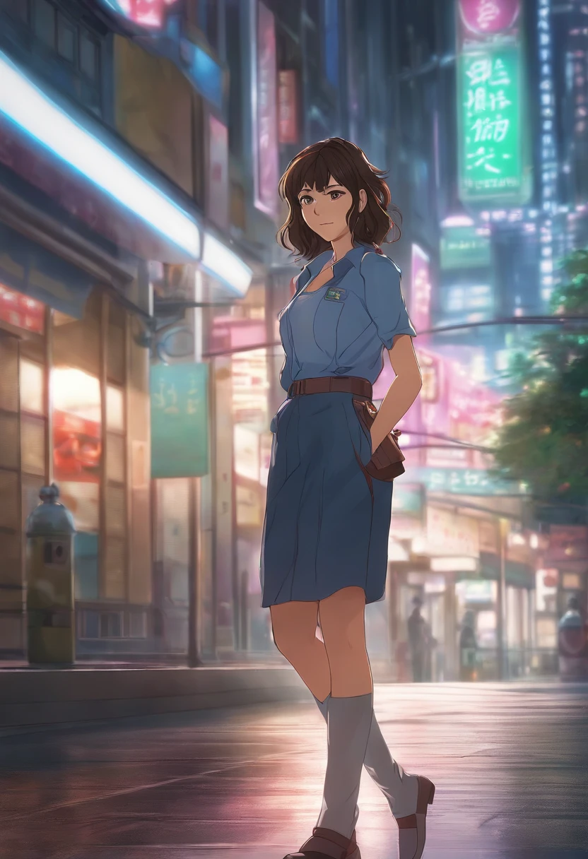 Colorful avatar of the female character Laura Branigan in anime style. It is different from the Oshi no Ko anime. The action takes place in a futuristic city with neon lights. The environment is exciting and adventurous. The camera settings are a digital camera with a low ISO setting. The lens is a zoom lens with a medium aperture. The character designs are inspired by the Japanese illustrator and animator, Akiko Shterenberger, and photographer Makoto Shinkai, Director of Your Name