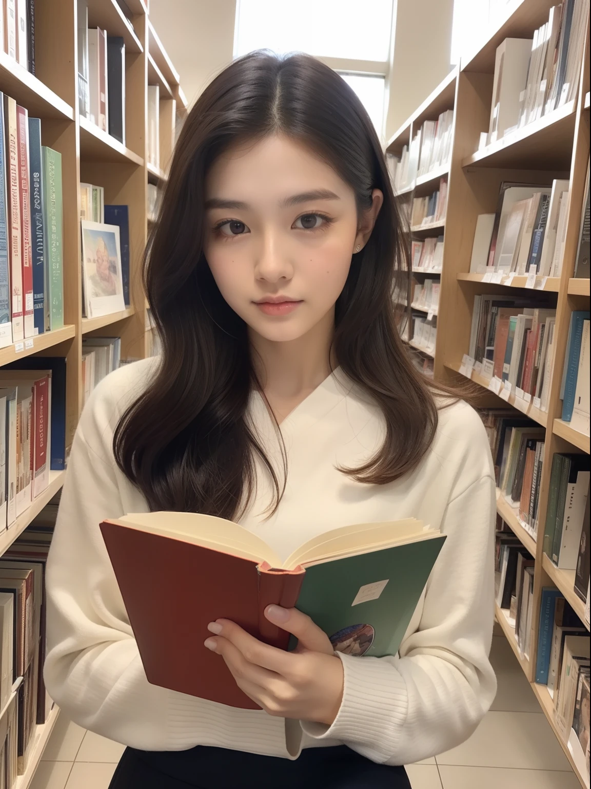 Beautuful Women、18year old 、body shot、atlibrary、female students、read a book