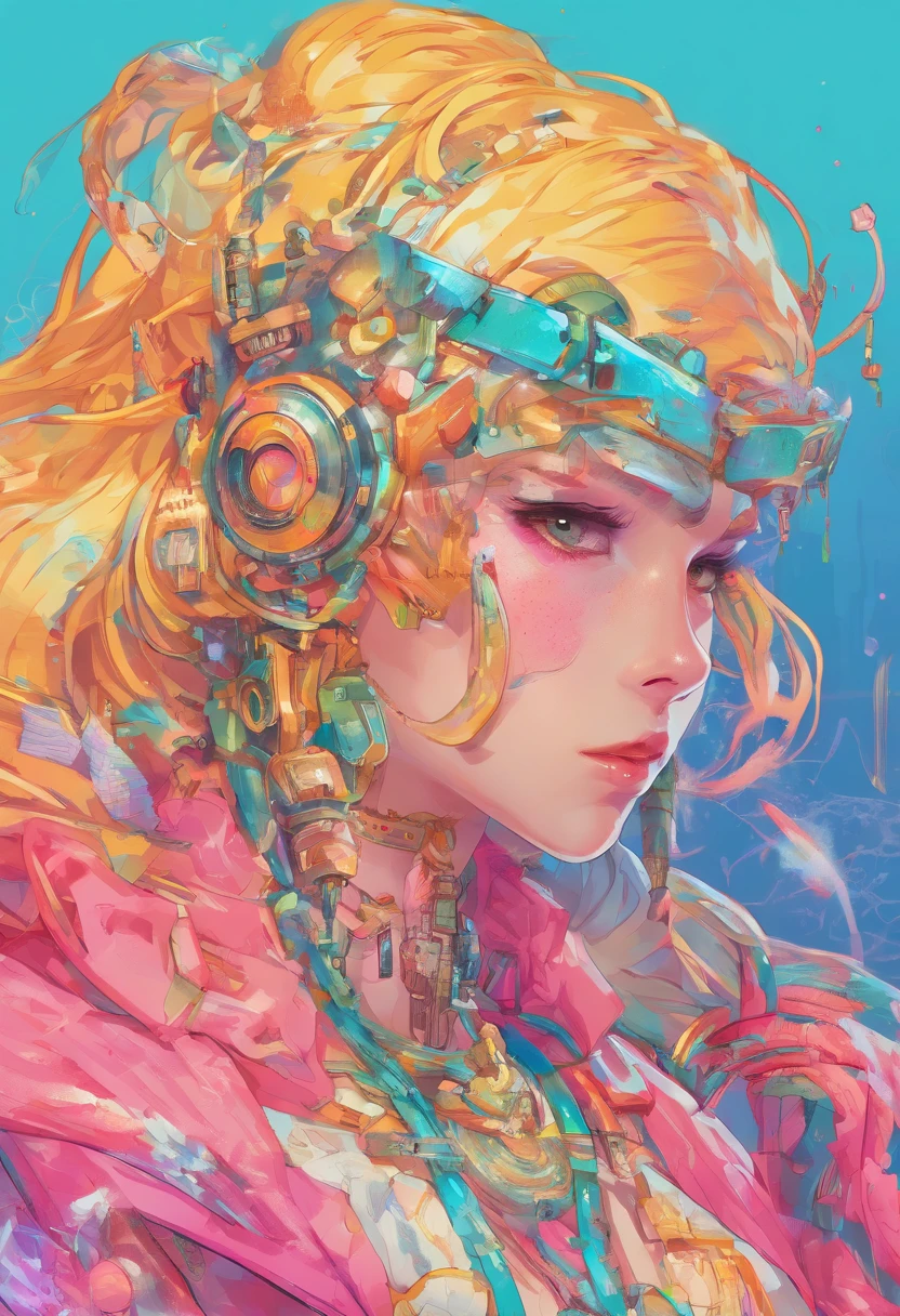 An idea, Art girls who love to express themselves through fashion choices. She has a keen eye for detail，I like to mix and match different shades of yellow to create eye-catching colors。, futuristic look. She often incorporates unusual elements, Such as metal embellishments or holographic details, Incorporate into her outfit，Give them extra personality. Ray tracing, 32K, hyper HD, Glaring, rendering by octane, illusory engine, Alisa Daniel model pastel color glossy candy color, full bodyesbian, dynamicposes, full light, fantasy, Deviant-art, conceito, illustration, high sense illustration, illumination, 8K, Masterpiece, Best quality, Reflective fabric, Highly detailed pointers, Blush, Aesthetic, Fashion sketch