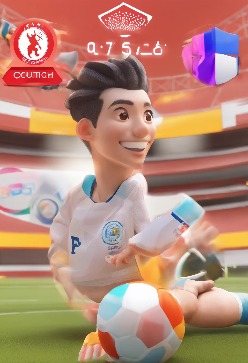 35mm humanistic lens,male athlete,soccer ball,detailedbackground,Asian Games,True skin texture,Full body like,Smudge,Accurate facial features,dynamic blur,super-fine,ultra - detailed,high qulity,8K ,oc rendered,dynamic viewing angle,Hyper Real,Ultra photo realsisim