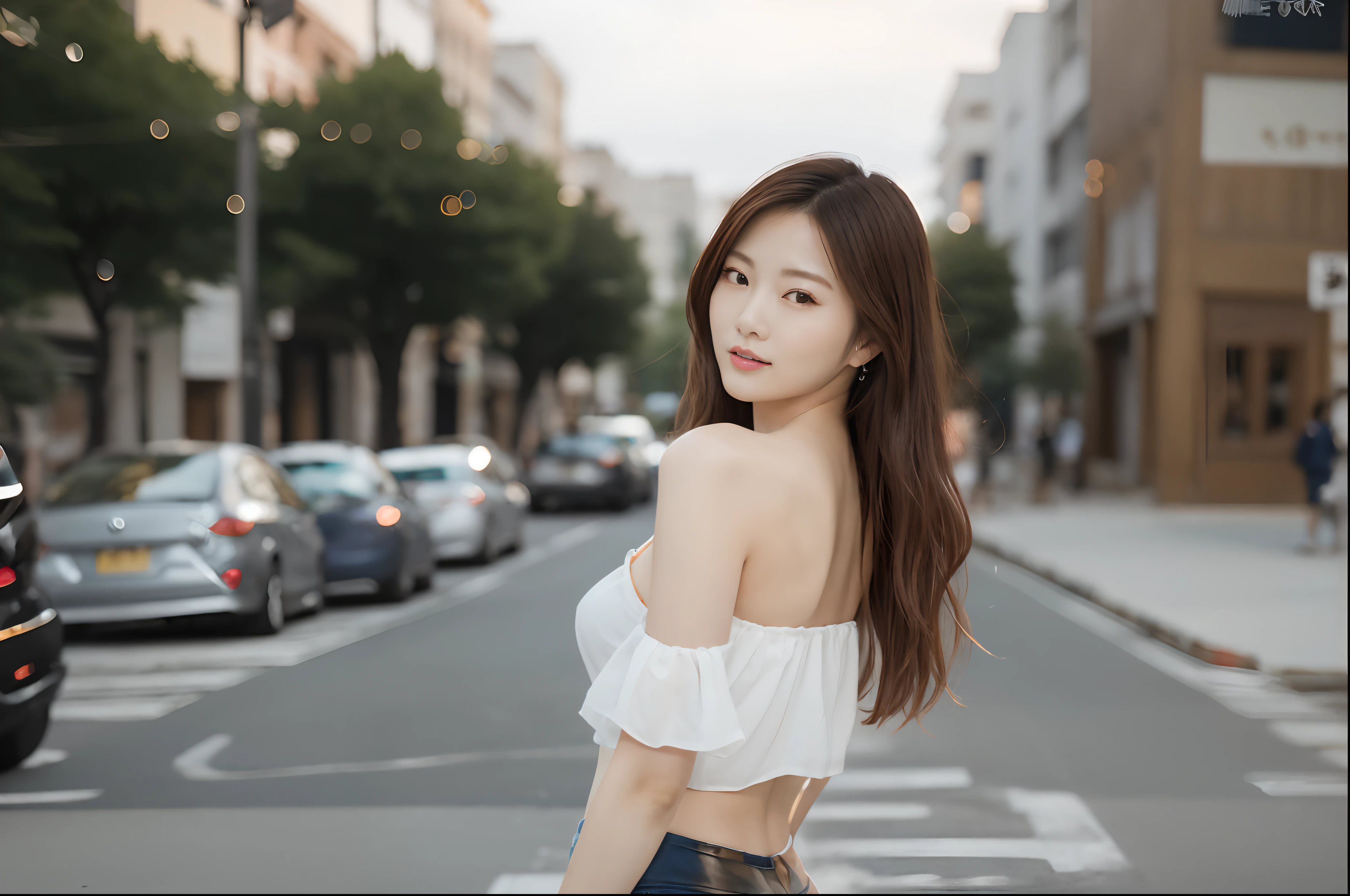 there is a woman standing on the street with a cigarette in her mouth, gorgeous young korean woman, beautiful young korean woman, beautiful south korean woman, korean girl, korean woman, beautiful asian girl, beautiful asian woman, korean women's fashion model, asian girl with long hair, beautiful young asian woman, cute young woman, posing in an urban street, chinese girl