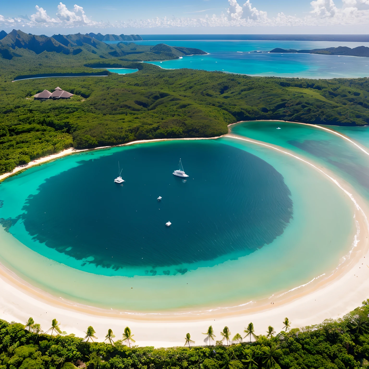 Imagem com riqueza de detalhes, Sharp focus across the plane, 8k, Vista de dentro de um resort ,  palmeiras ao vento, paradise in the background, lugar bonito, Maldivas em segundo plano, hora mais linda do zul anil no  praia, atmosfera ensolarada, Ambiente bonito , Obra-prima maravilhosa, tropical paradise, ambiente ensolarado, Beautiful image, beautiful image
