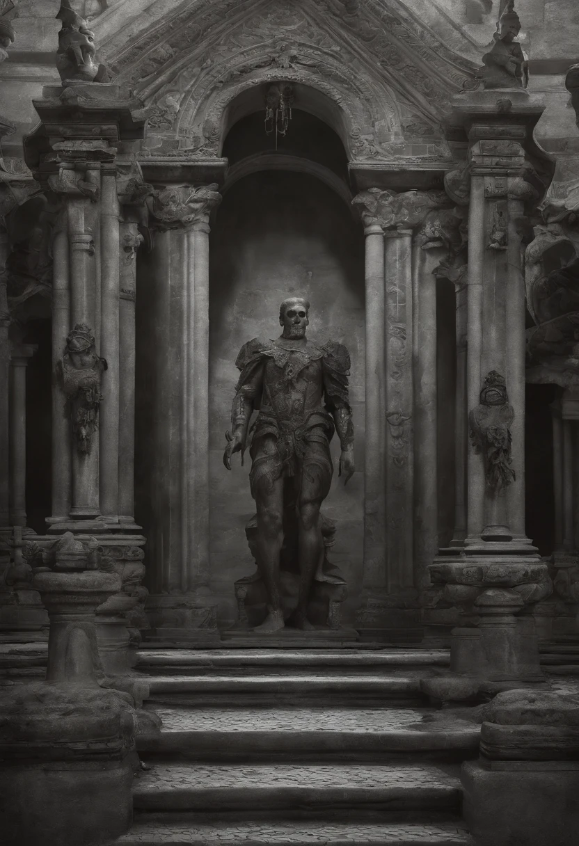 his is the first level of hell, the hell of scissors, where a million evil spirits, emasculated like skeletons, all stuck in their throats, tongues sticking out of their bodies, tongues gathering together, one demon holding a huge pair of scissors, , divine, grand, majestic, majestic, oppressive, Trending on Artstation + Incredible silver and black gothic illustration + Exquisite detail::1.5
