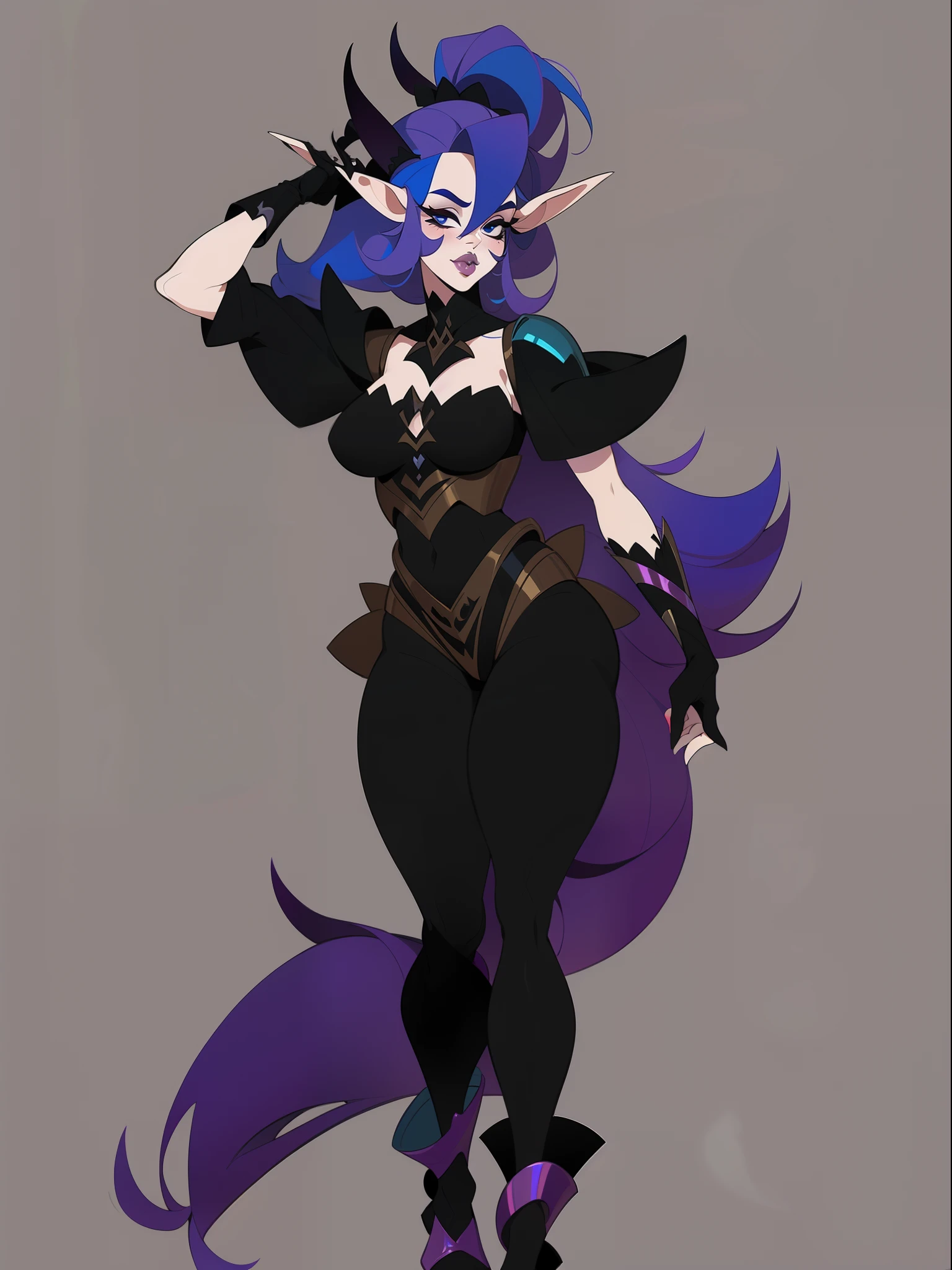 girl elf , big lips, (character concept adopt) ,  fullbody, yordle, ((gothic))