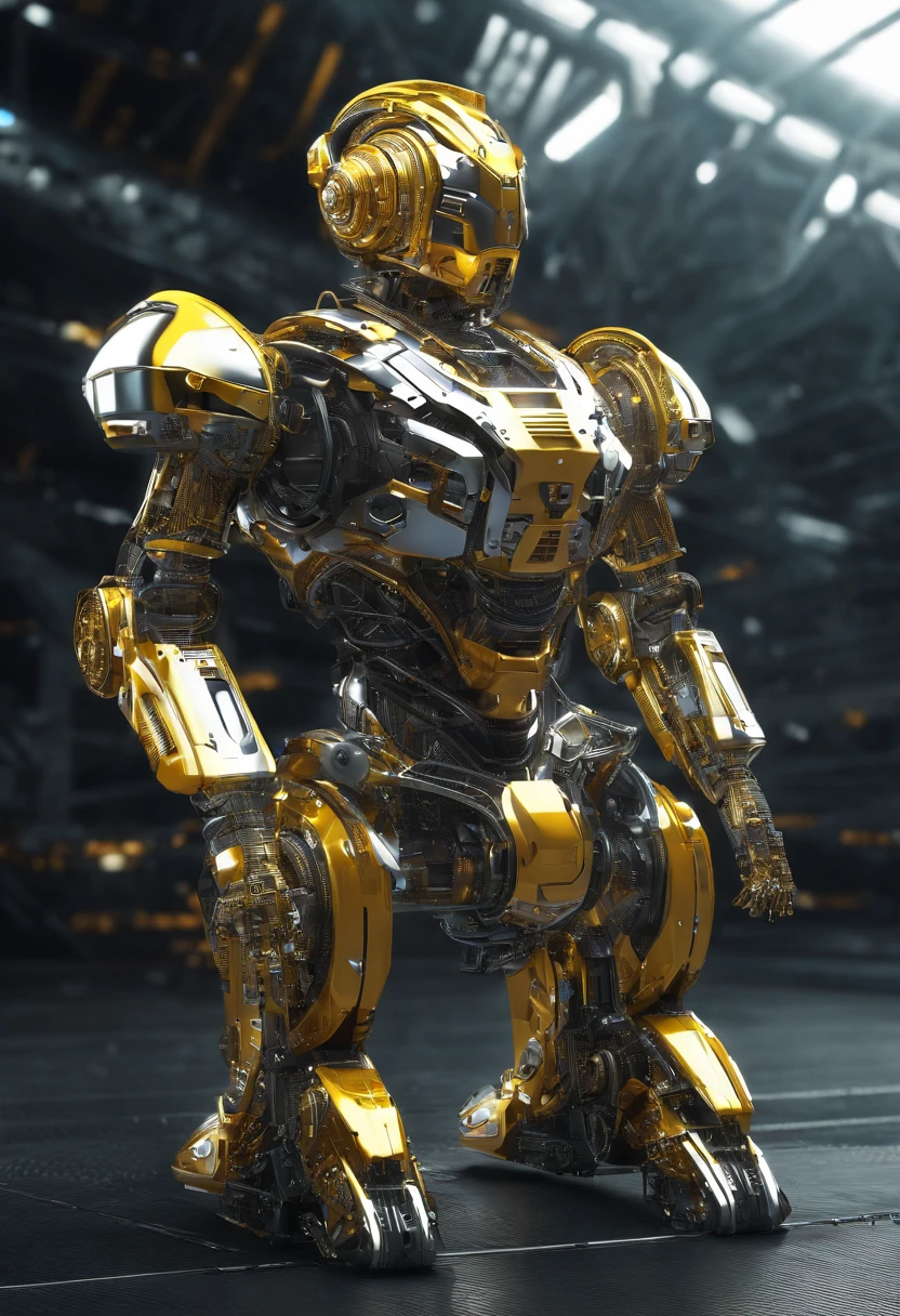 Armadura Divina Dourada, scientific fiction, Renderizador Oc, Branca e Amarelo