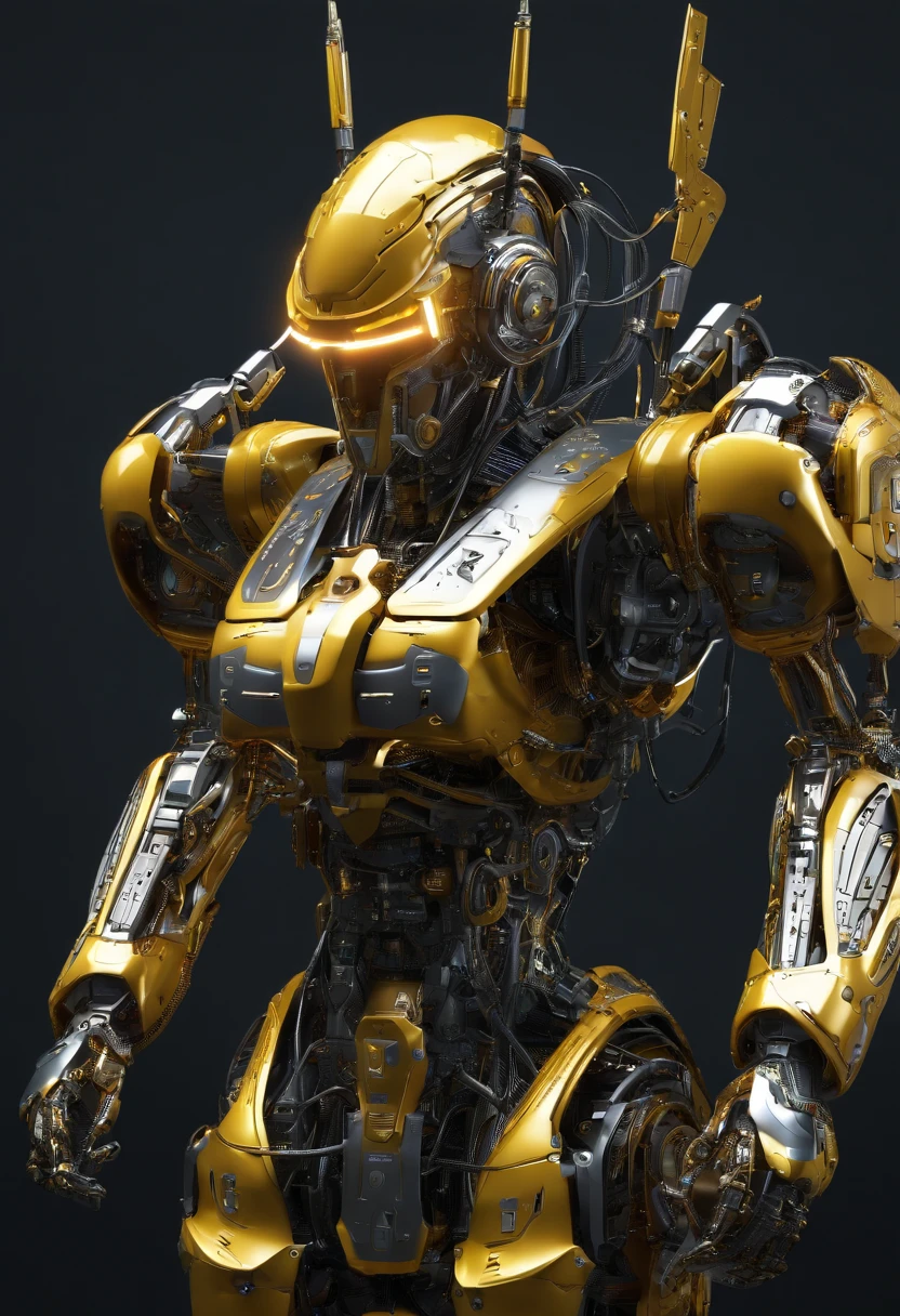 Armadura Divina Dourada, scientific fiction, Renderizador Oc, Branca e Amarelo