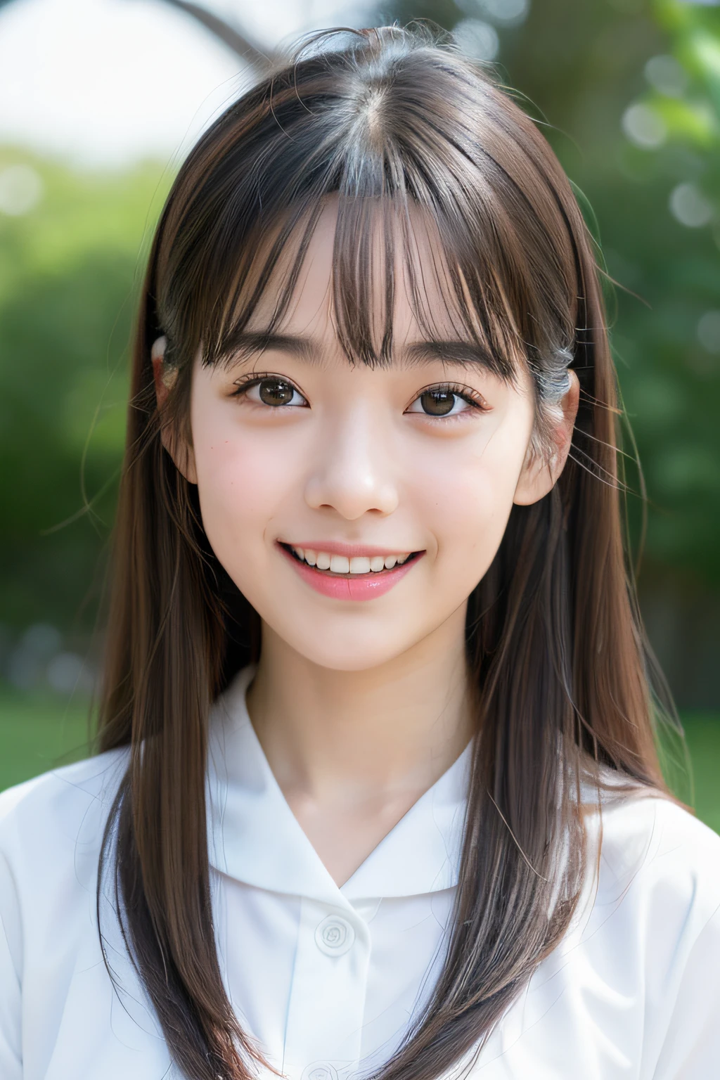 NSFW、 Wearing a sailor suit、8k RAW photo, （（a sailor suit））top-quality, ​masterpiece,kawaii faces、dual、 （（a sailor suit））A smile、kawaii faces、超A high resolution, film grains, filmg, 1girl in, looking at the viewers, natural skin textures, realistic eyes and face details, Perfect tooth alignment、Perfect eyes and perfect mouth、 bangss,