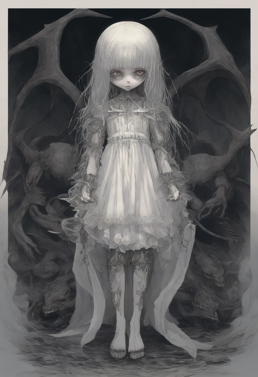 small li，white dresses，Hold the cross in your hand，Has the ability to summon bone dragons