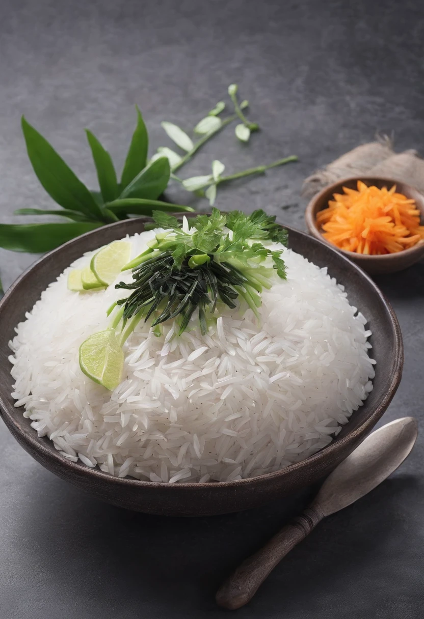 (best quality:1.2, masterpice:1.2), vibrant, realistic, dramatic and dark 8k photograph:1.37, ((Broken rice)) Vietnamese cuisine, natural backdrop