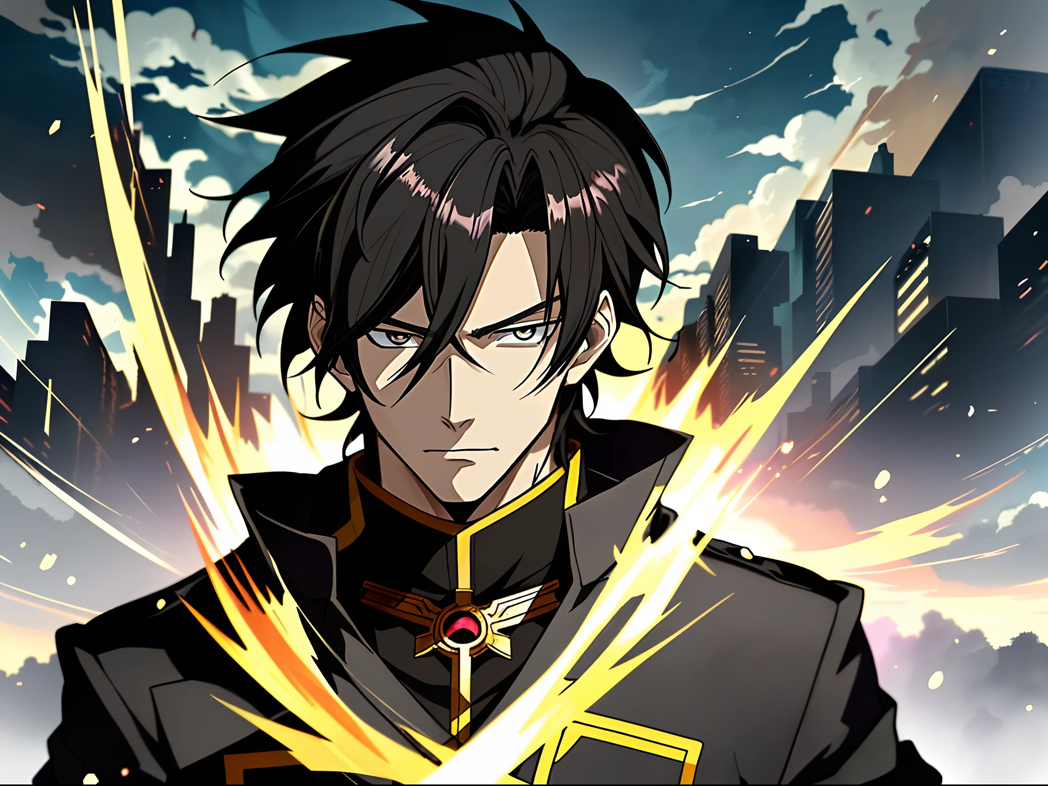 Anime man in a black coat,nigth, Black eyes,Black clouds, Anime handsome man, Anime portrait of a handsome man, Anime concept HD, Key anime art, male anime character