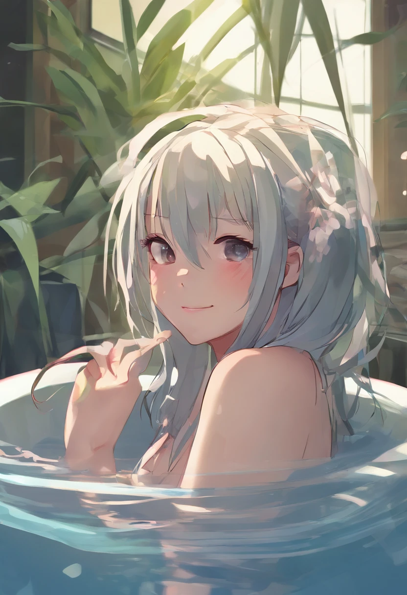 Smiling girl in cypress tub, Boldly open your legs、Lie face down in the bathtub buttocks visible Wistful eyes Glossy colored hair, 20 years old young, Asian Woman, (Realistic:1.3), (Photorealistic:1.3), Ultra-detailed, (highdetailskin:1.2), 8K UHD, Digital SLR, Soft lighting, High quality