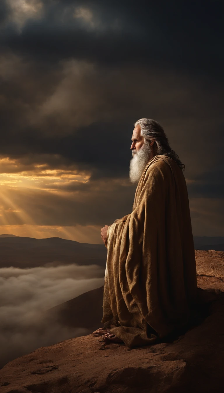 The prophet Jeremiah, middle aged, looked at the horizon, (biblical times) religion, Ultra photo realsisim