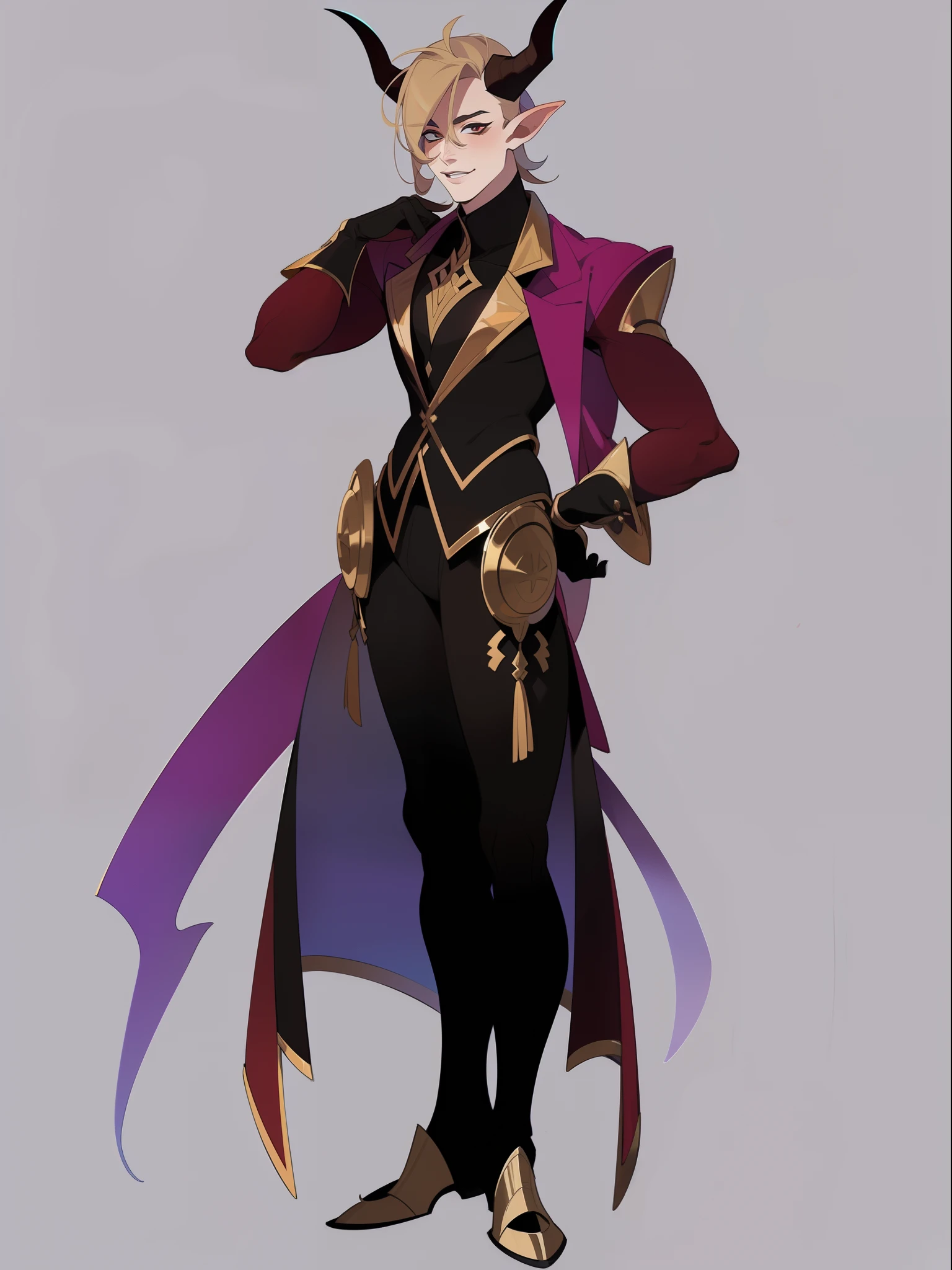 ((1male)), ((character concept adopt)) , fullbody, handsome tiefling, horns, . stands upright