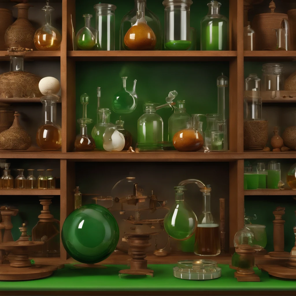 papel de parede CG Unity 8k altamente detalhado, qualidade superior, super detalhado, master part, Realistic, fotorrealista, cachorro vira lata caramelo cientista altamente detalhado em destaque, in scientific laboratory, Working with alchemical items around, Alchemical Femel Still with Bright Alien Green, alchemical pieces with various shades of vivid colors on a shelf, cachorro vira lata caramelo cientista em destaque