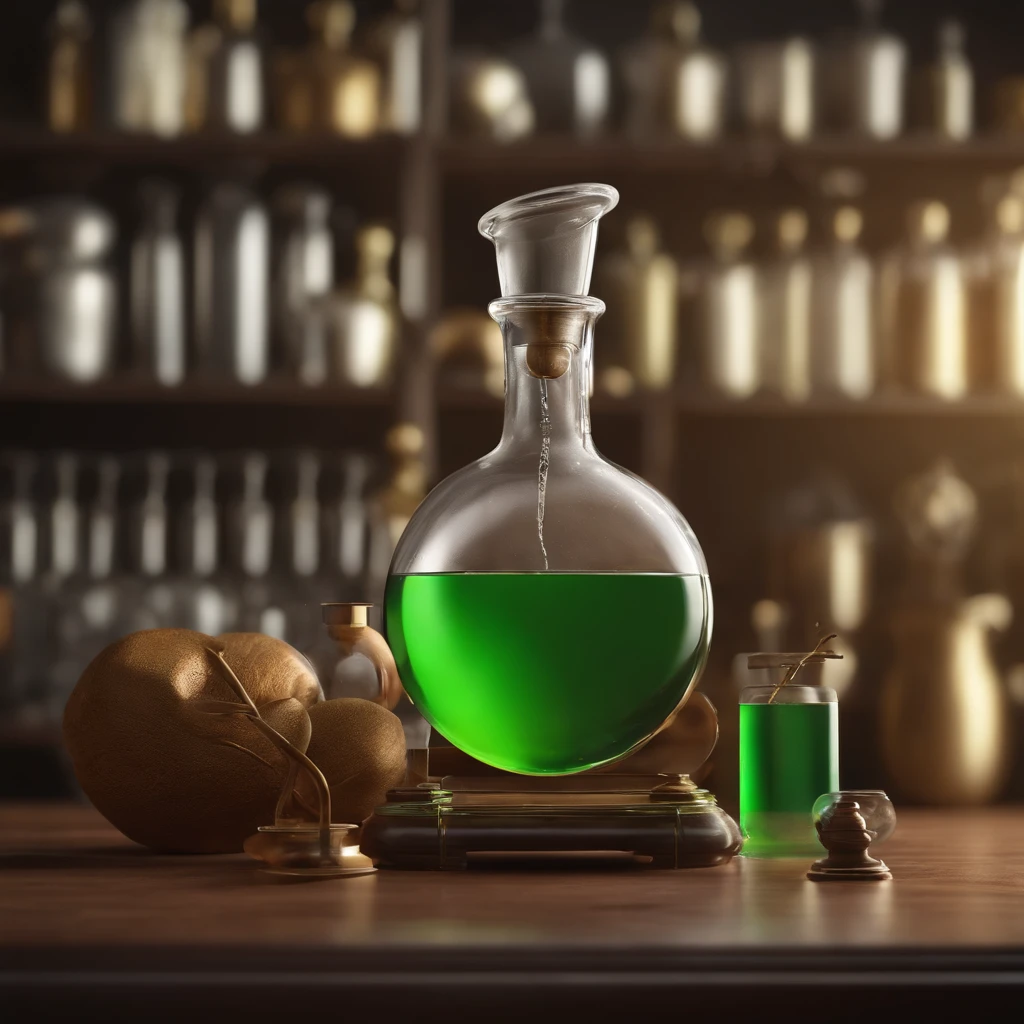 papel de parede CG Unity 8k altamente detalhado, qualidade superior, super detalhado, master part, Realistic, fotorrealista, cachorro vira lata caramelo cientista altamente detalhado em destaque, in scientific laboratory, Working with alchemical items around, Alchemical Femel Still with Bright Alien Green, alchemical pieces with various shades of vivid colors on a shelf, cachorro vira lata caramelo cientista em destaque