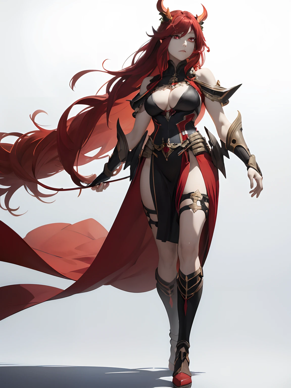 a digital art, fantasy, full body, ultra detailed, looking at the viewer, (1woman:1.3),
BREAK
, Create digital art, with clean lines, simple shapes, and focus on composition and balance, (no backround:1.5).
BREAK
, Capture a powerful empress, wearing a long dress, with long flowing red hair, flaming horns, (bright red eyes:1.8),
BREAK
, Capture an image in medium light, with soft lighting and shadows, focus on the character details.
BREAK
, Create a scene of an imposing woman, Threatening, with a menacing look.
BREAK
, Create an image inspired by the Japanese animation Fate, by the studio Ufotable Inc, with delicate lines, flat colors and emphasis on pattern and composition.